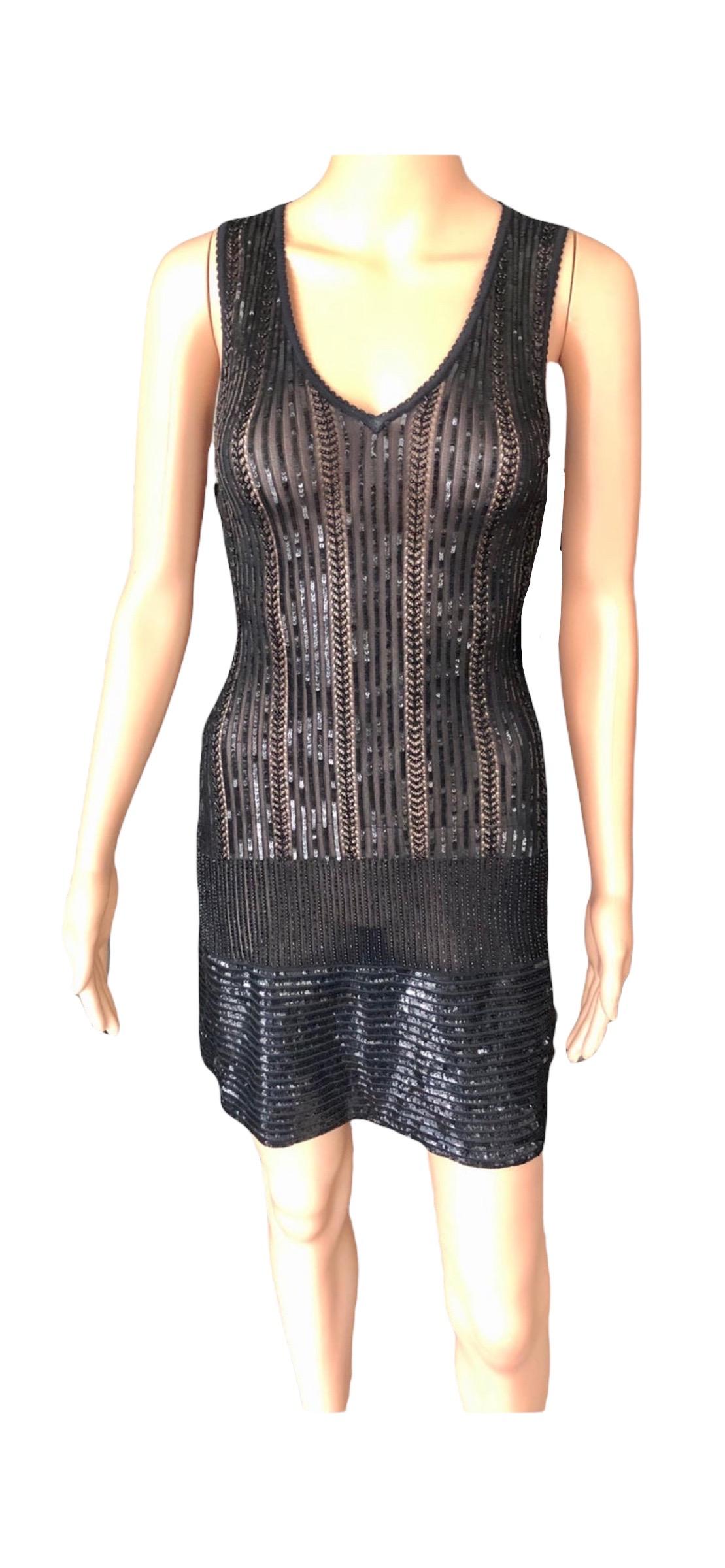 Azzedine Alaia Vintage S/S 1996 Runway Black Sequin Embellished Mini Dress For Sale 5