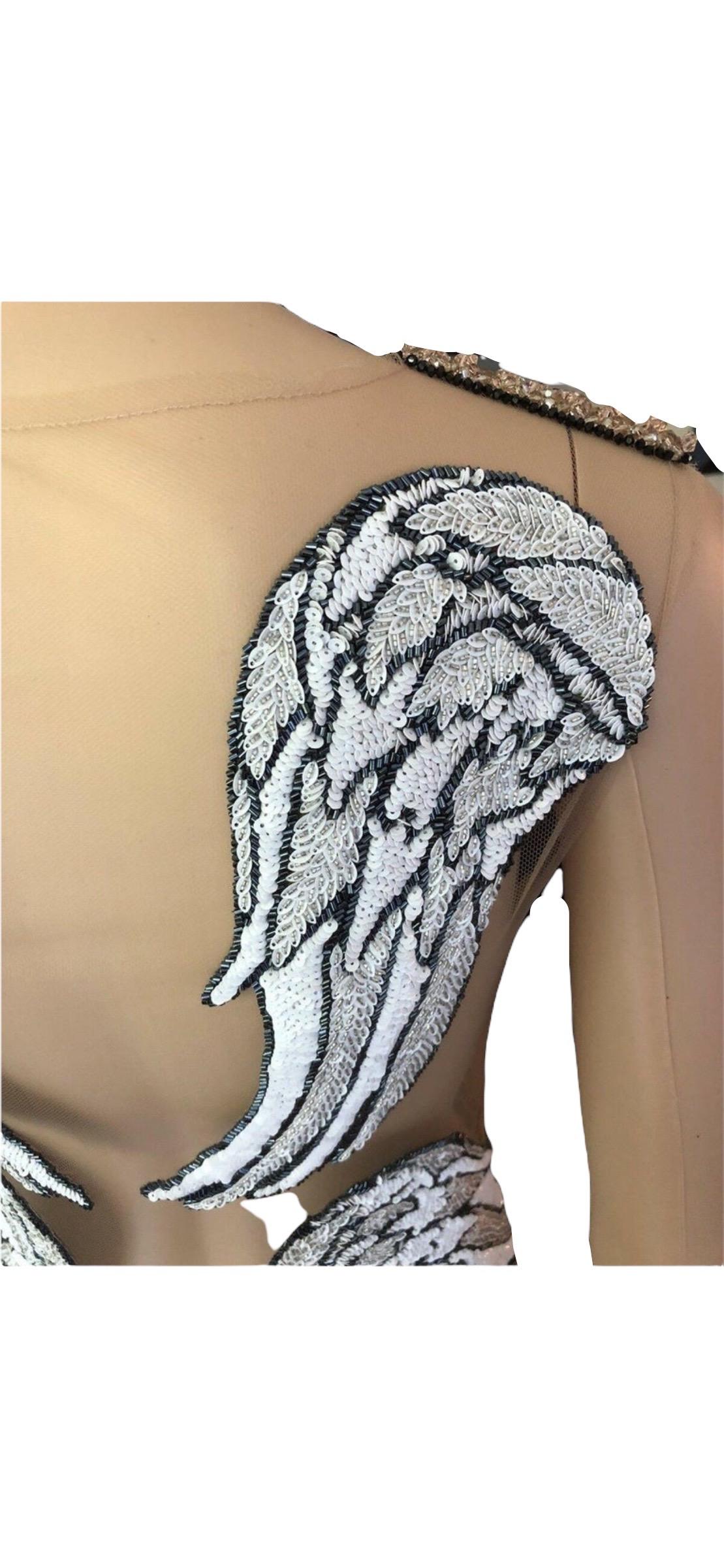 Rodarte Runway Sheer Swarovski Crystals Embellished Plunged Open Back Jumpsuit For Sale 2