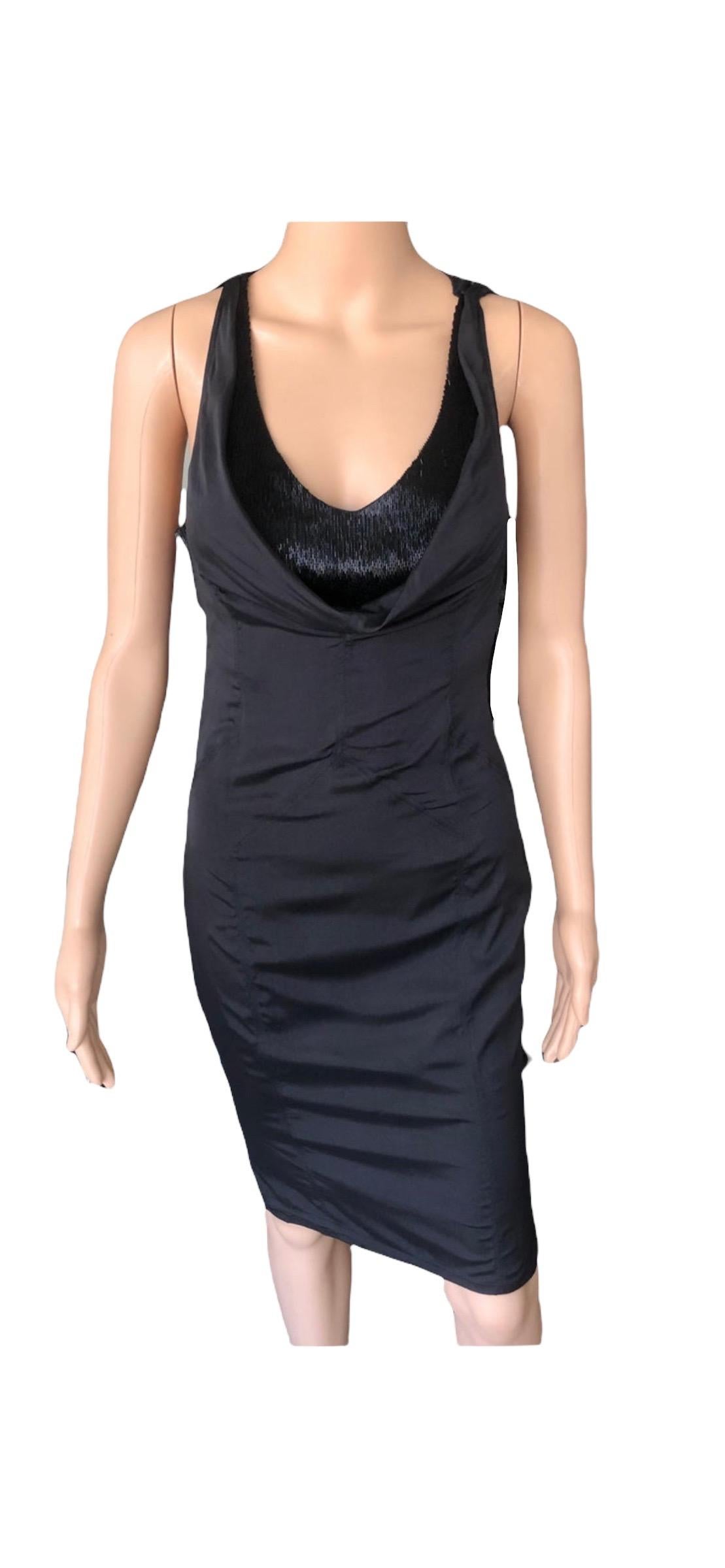 Tom Ford for Gucci F/W 2003 Runway Embellished Cutout Bustier Silk Black Dress For Sale 7
