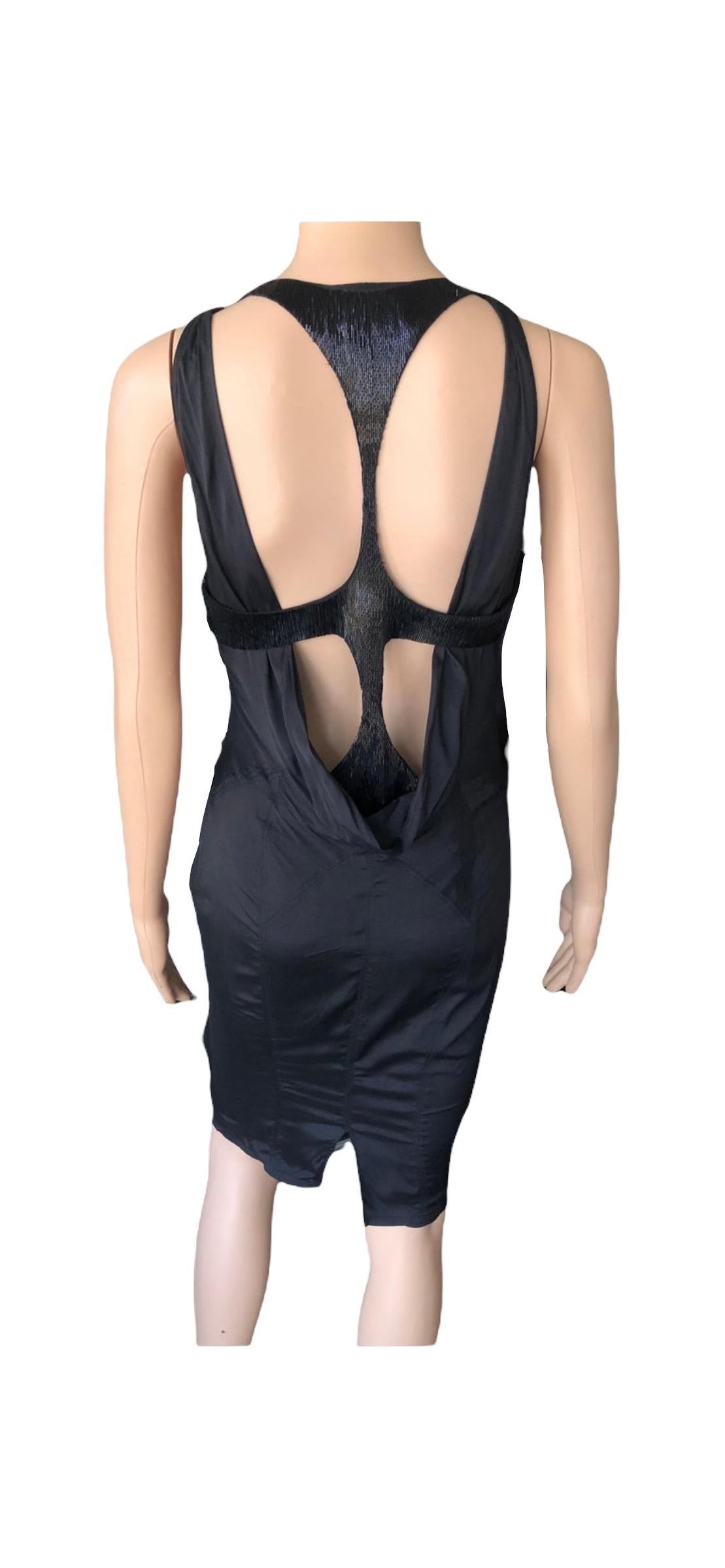 Tom Ford for Gucci F/W 2003 Runway Embellished Cutout Bustier Silk Black Dress For Sale 6