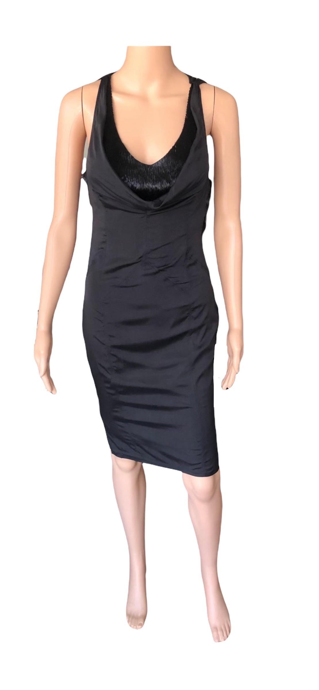 Tom Ford for Gucci F/W 2003 Runway Embellished Cutout Bustier Silk Black Dress For Sale 9