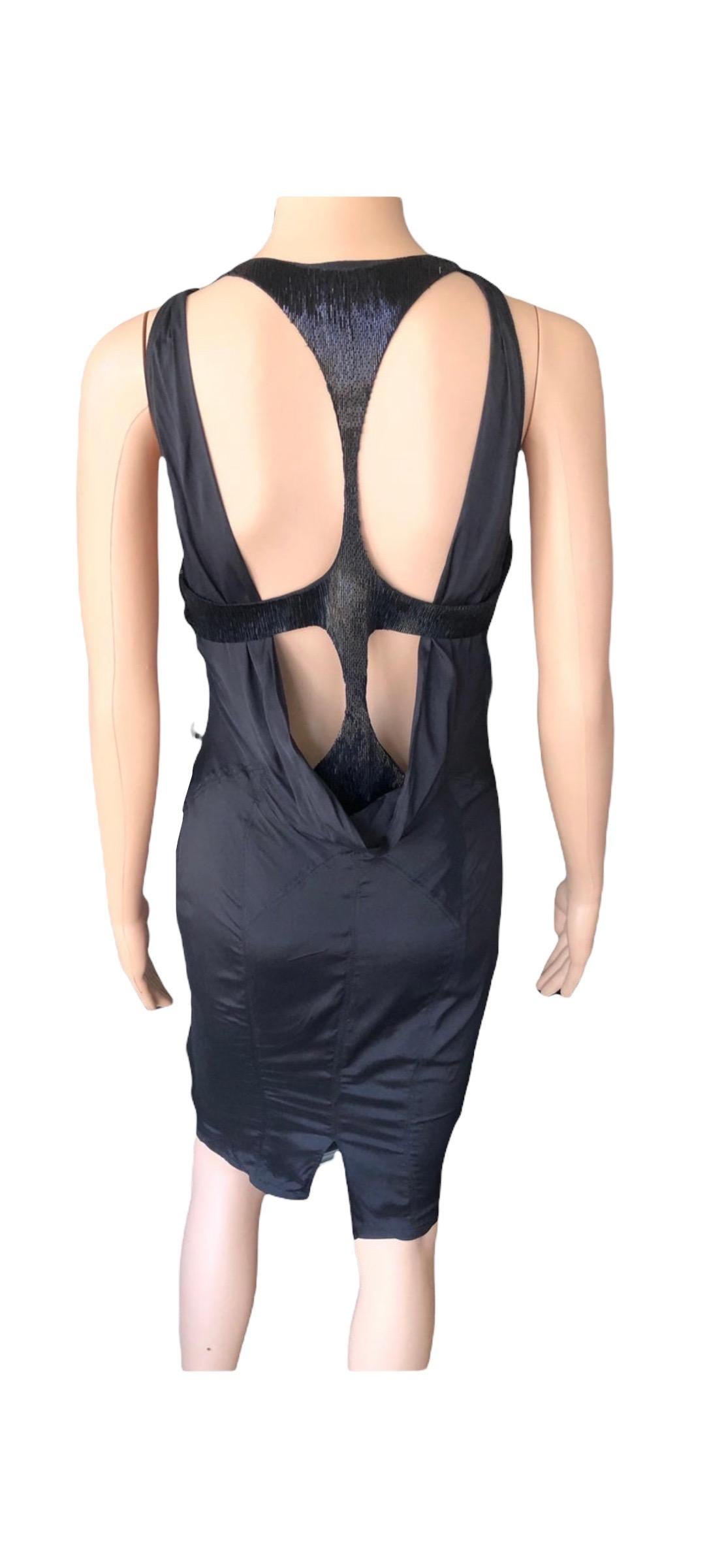 Tom Ford for Gucci F/W 2003 Runway Embellished Cutout Bustier Silk Black Dress For Sale 8