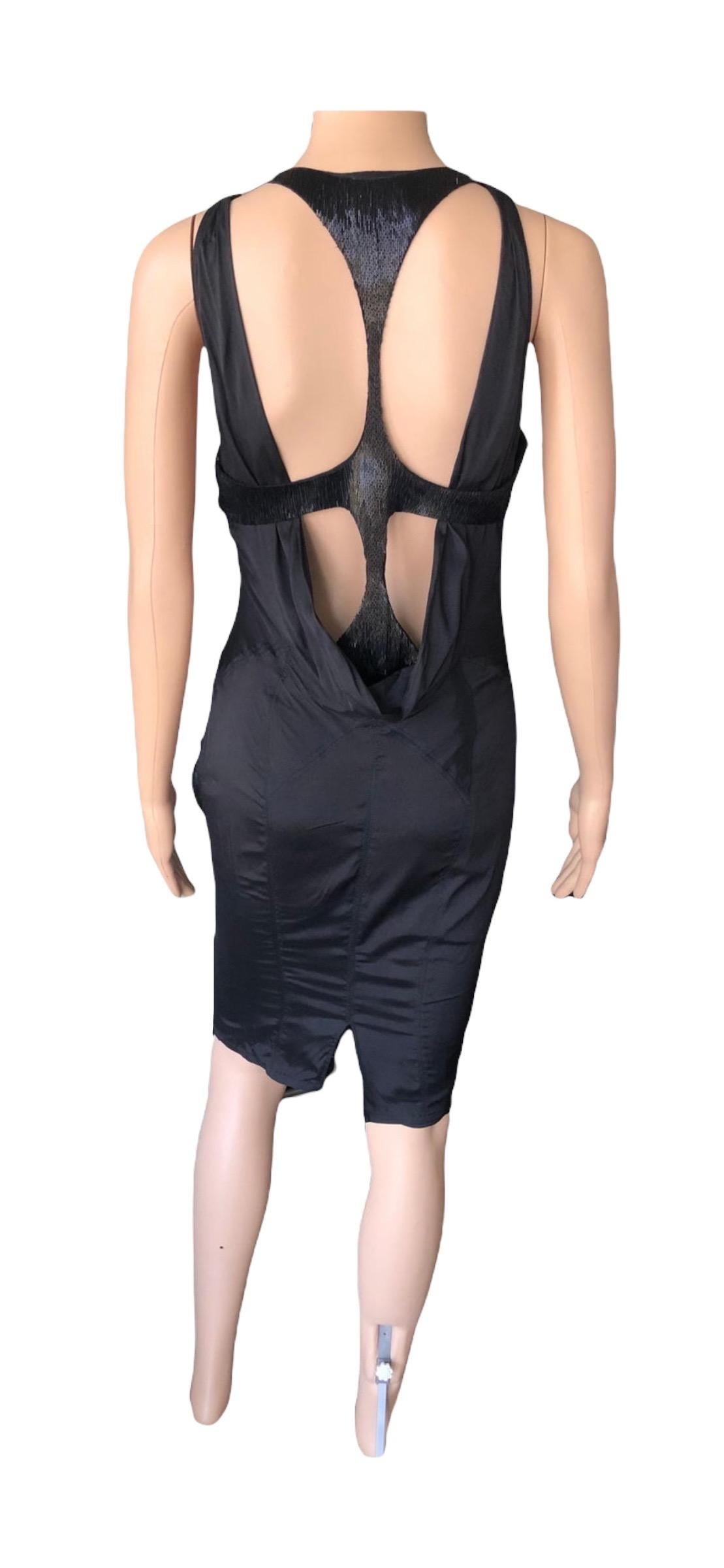 Tom Ford for Gucci F/W 2003 Runway Embellished Cutout Bustier Silk Black Dress For Sale 10