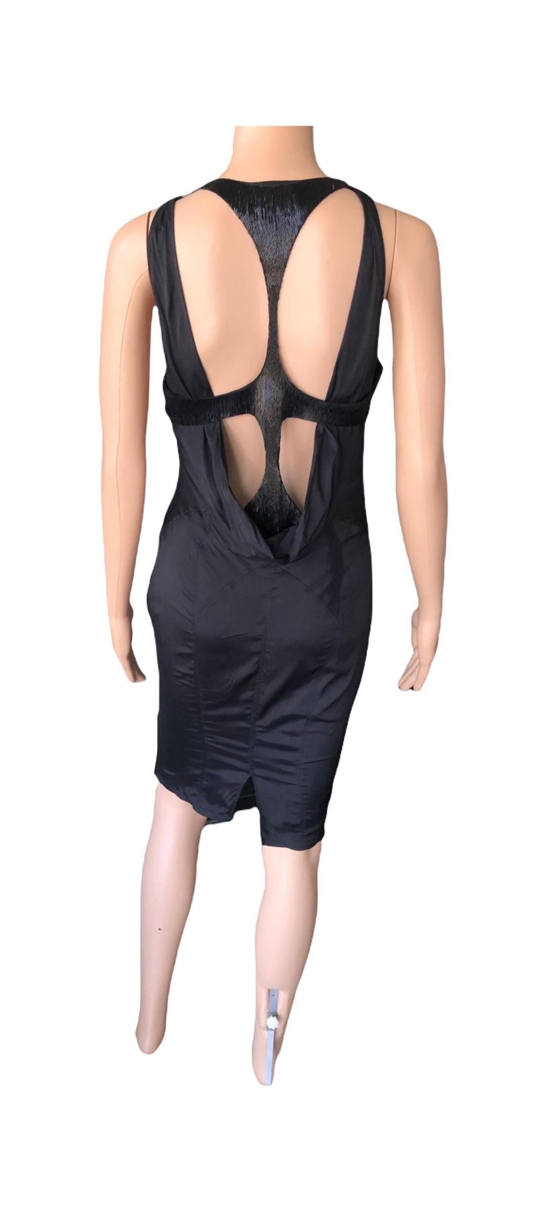 Tom Ford for Gucci F/W 2003 Runway Embellished Cutout Bustier Silk Black Dress For Sale 11
