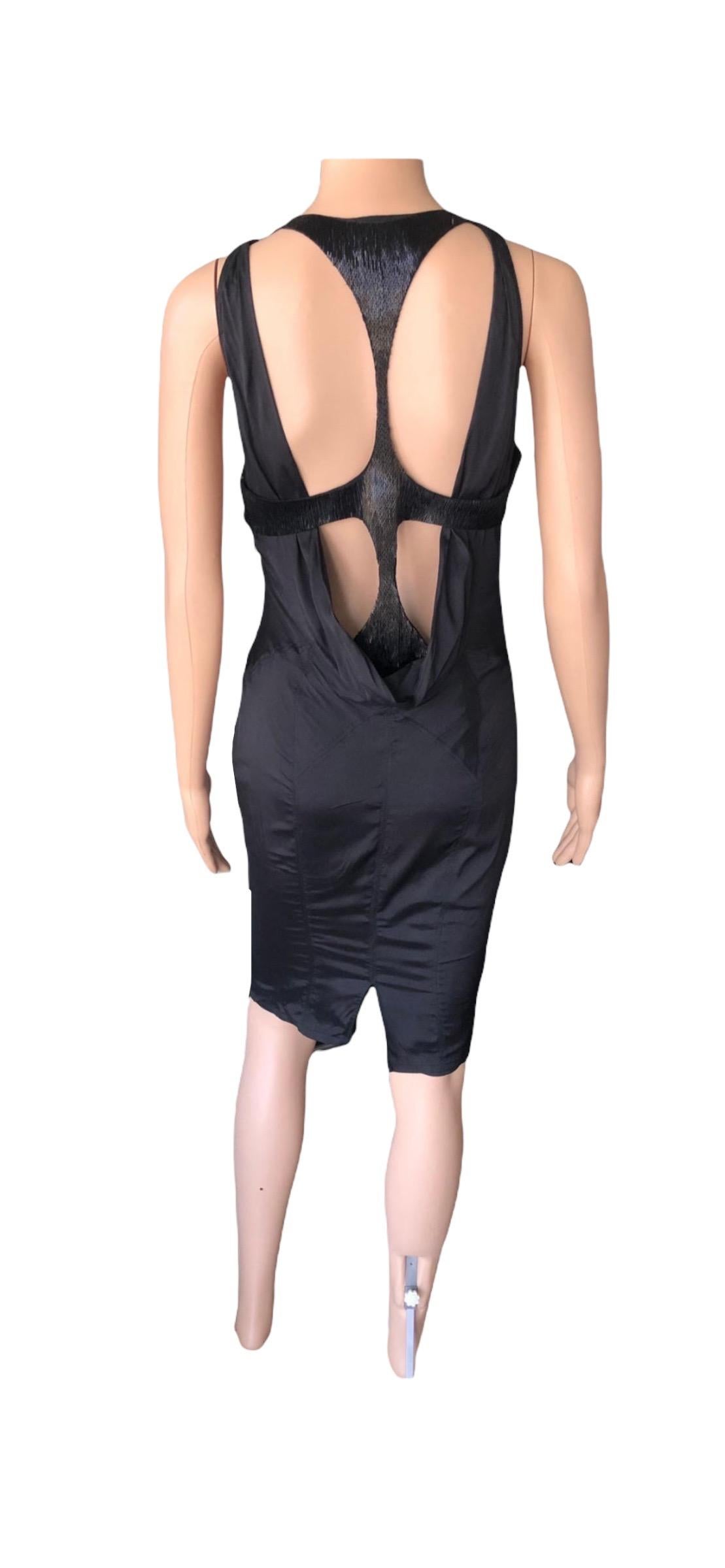 Tom Ford for Gucci F/W 2003 Runway Embellished Cutout Bustier Silk Black Dress For Sale 12