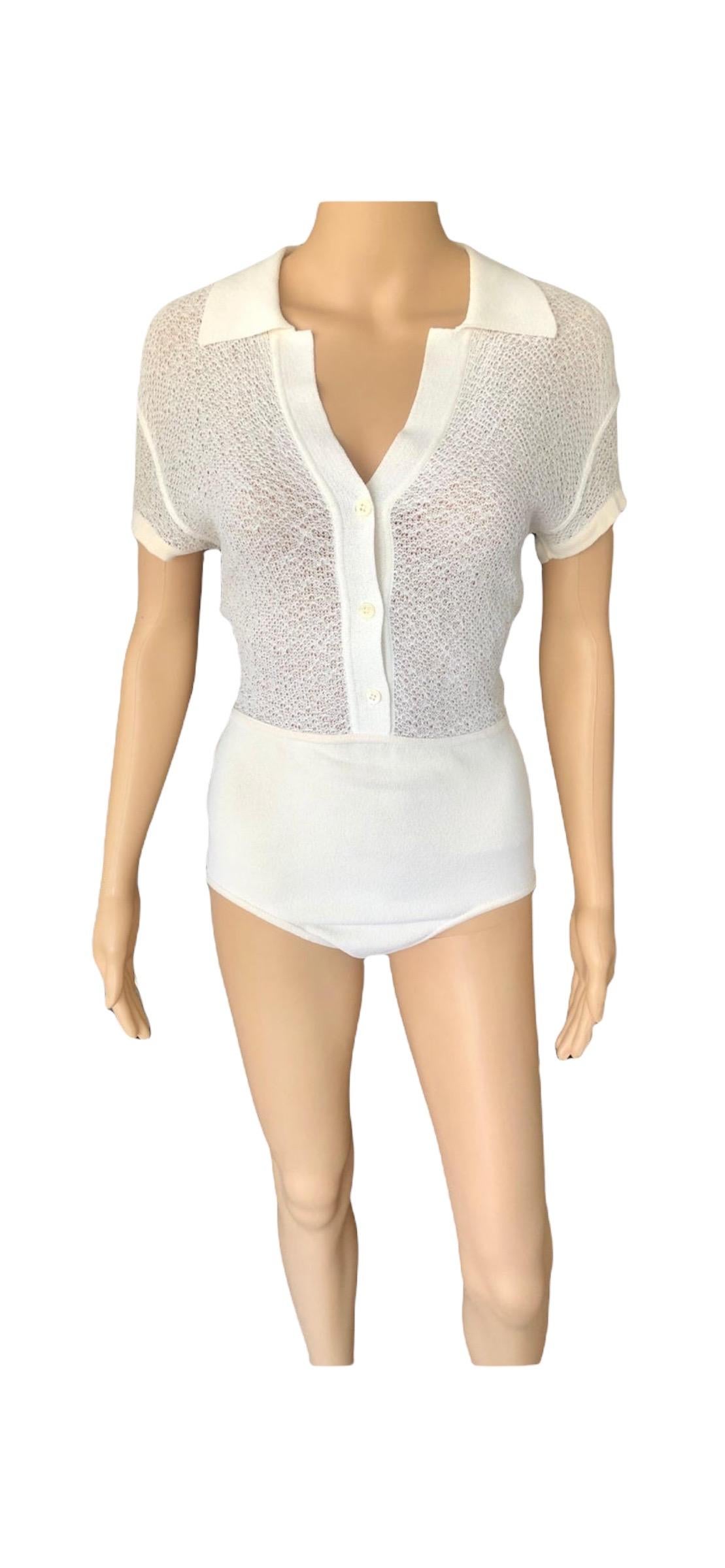 Azzedine Alaia 1990's Vintage Semi-Sheer Bodysuit Romper For Sale 8