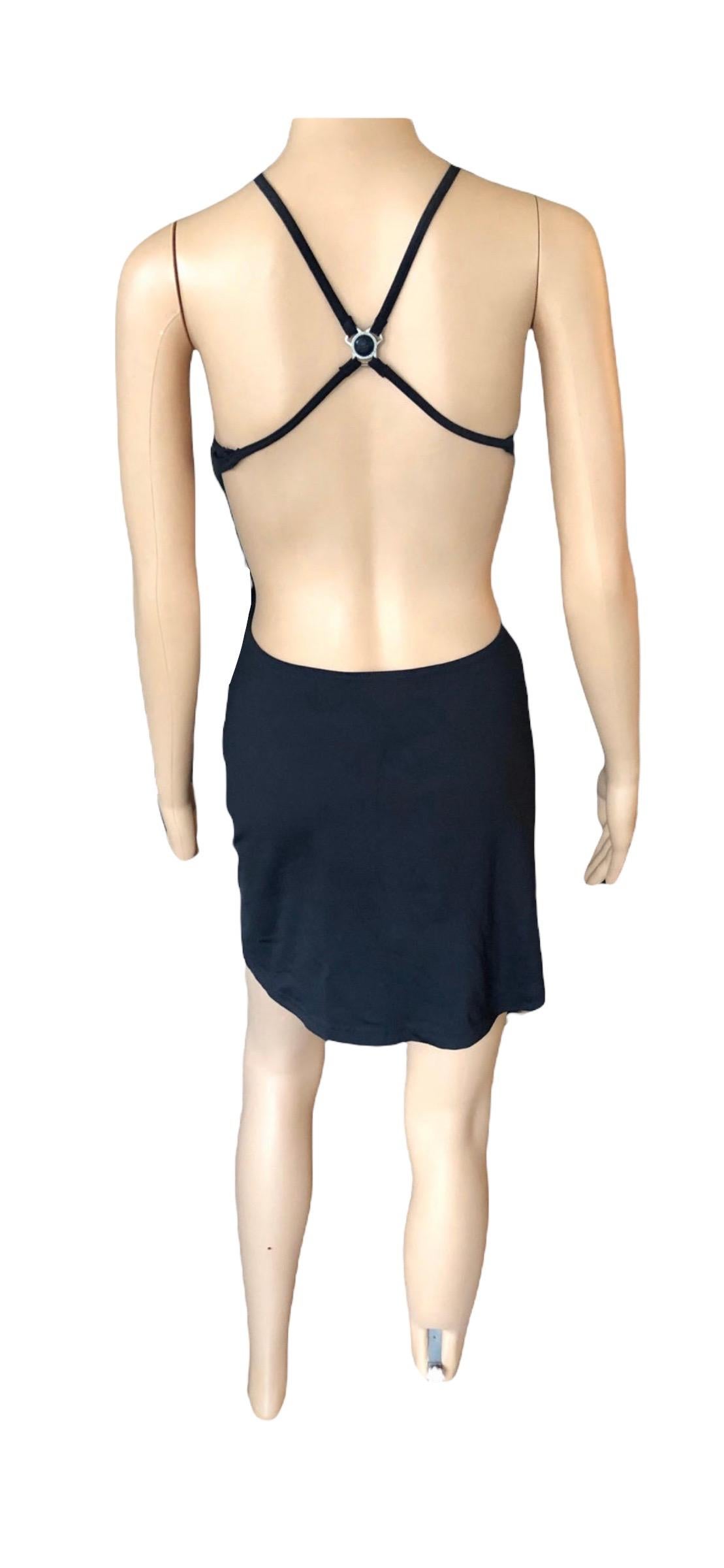 Gianni Versace Intensive Vintage C. 1990's Cutout Open Back Black Mini Dress For Sale 2