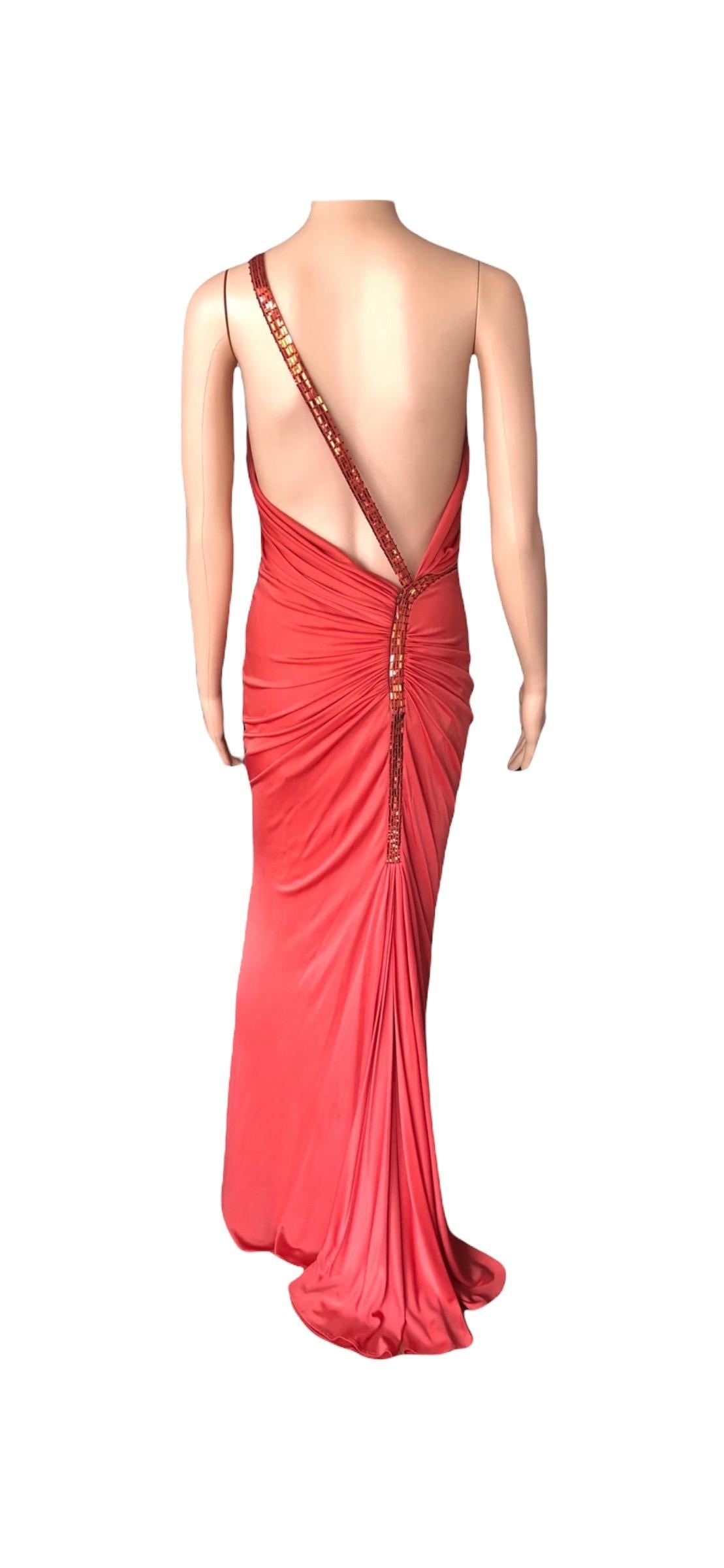 Gianni Versace S/S 2001 Runway Embellished Backless Evening Dress Gown For Sale 7