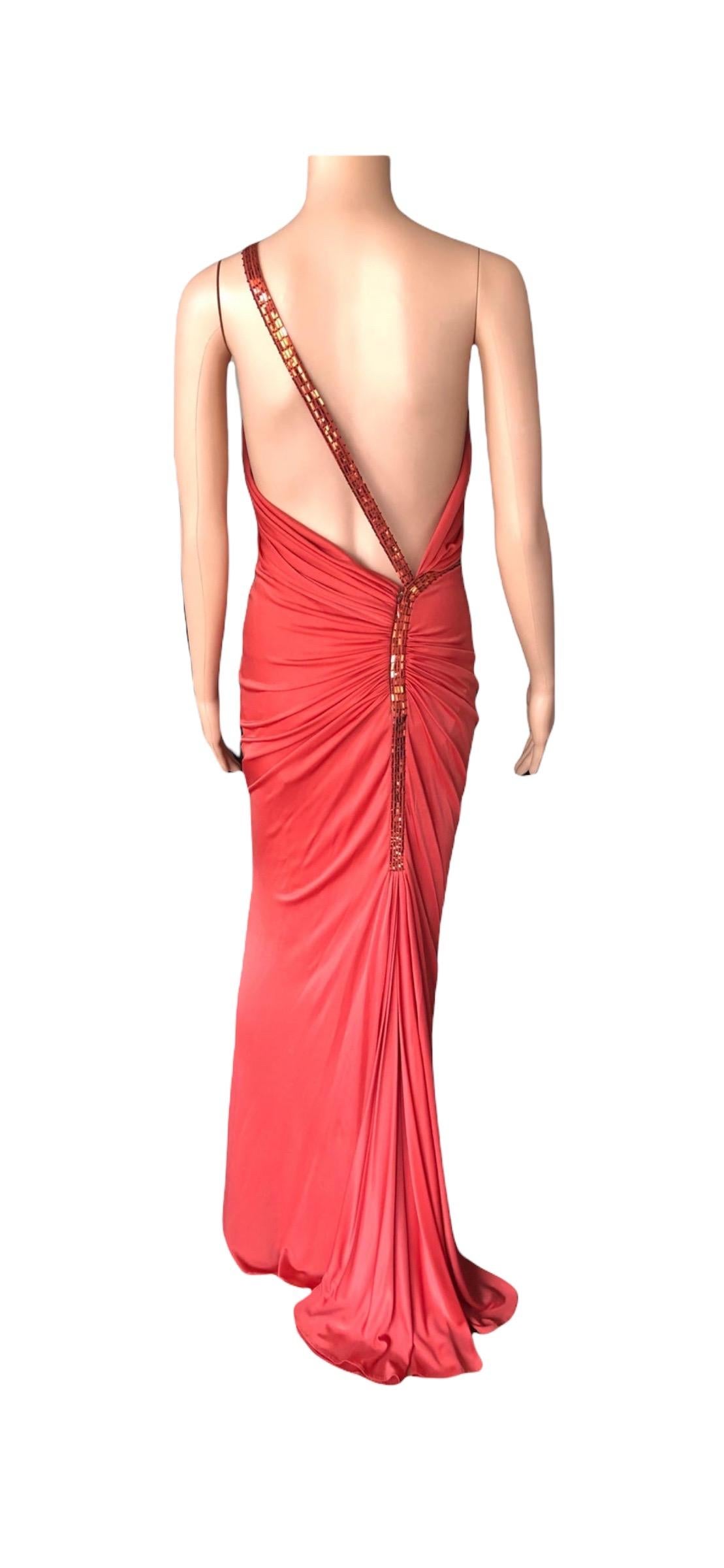 Gianni Versace S/S 2001 Runway Embellished Backless Evening Dress Gown For Sale 10