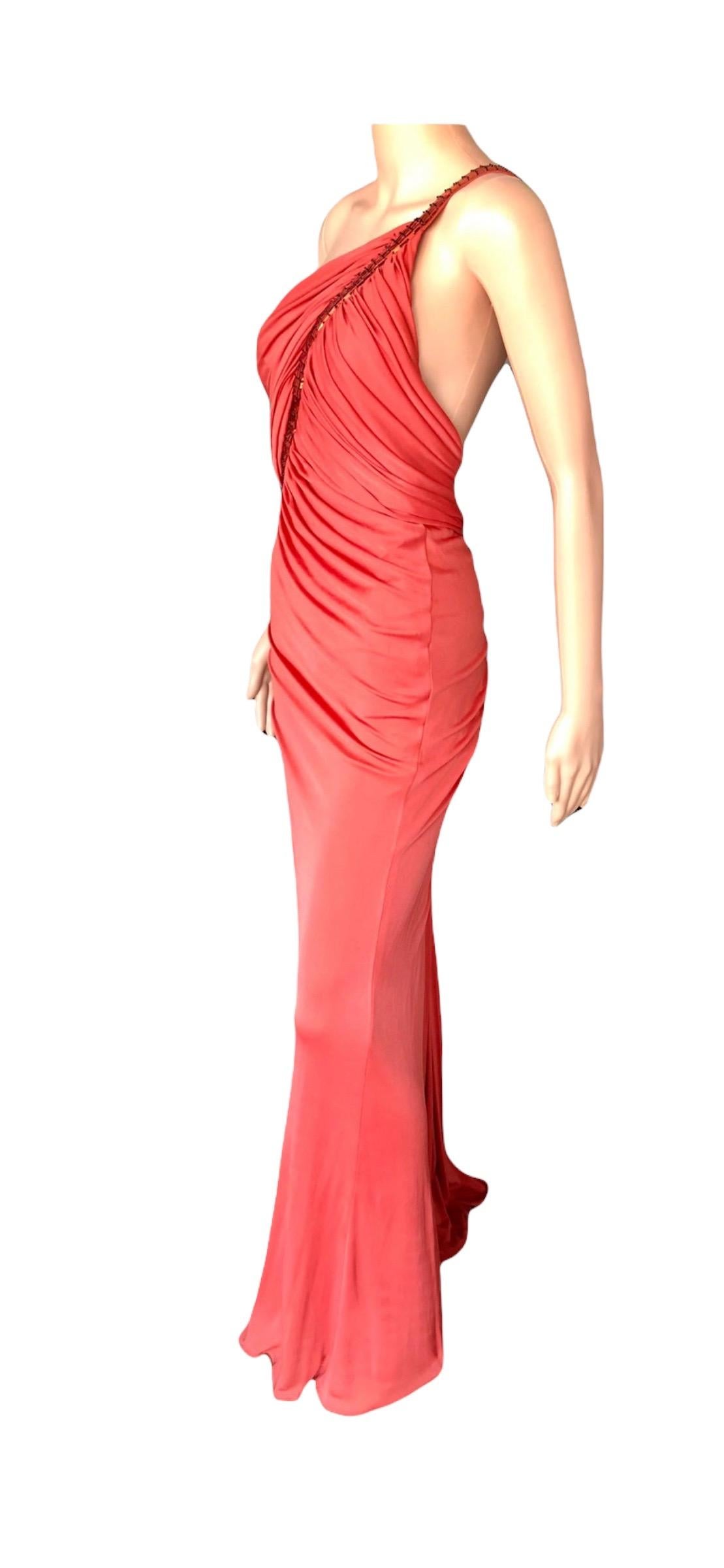 Gianni Versace S/S 2001 Runway Embellished Backless Evening Dress Gown 13