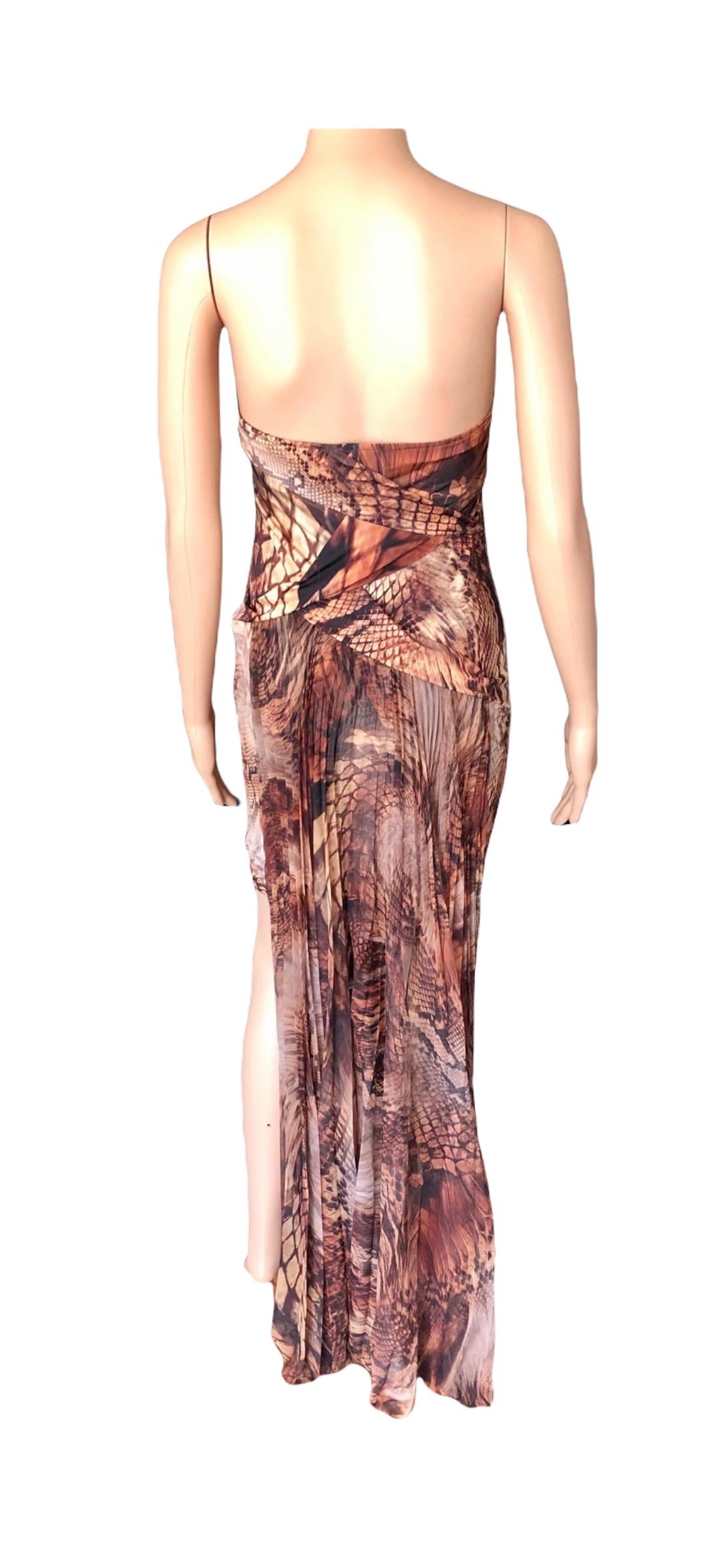 Roberto Cavalli Embellished Serpent Snake Bustier High Low Train Evening Dress 5