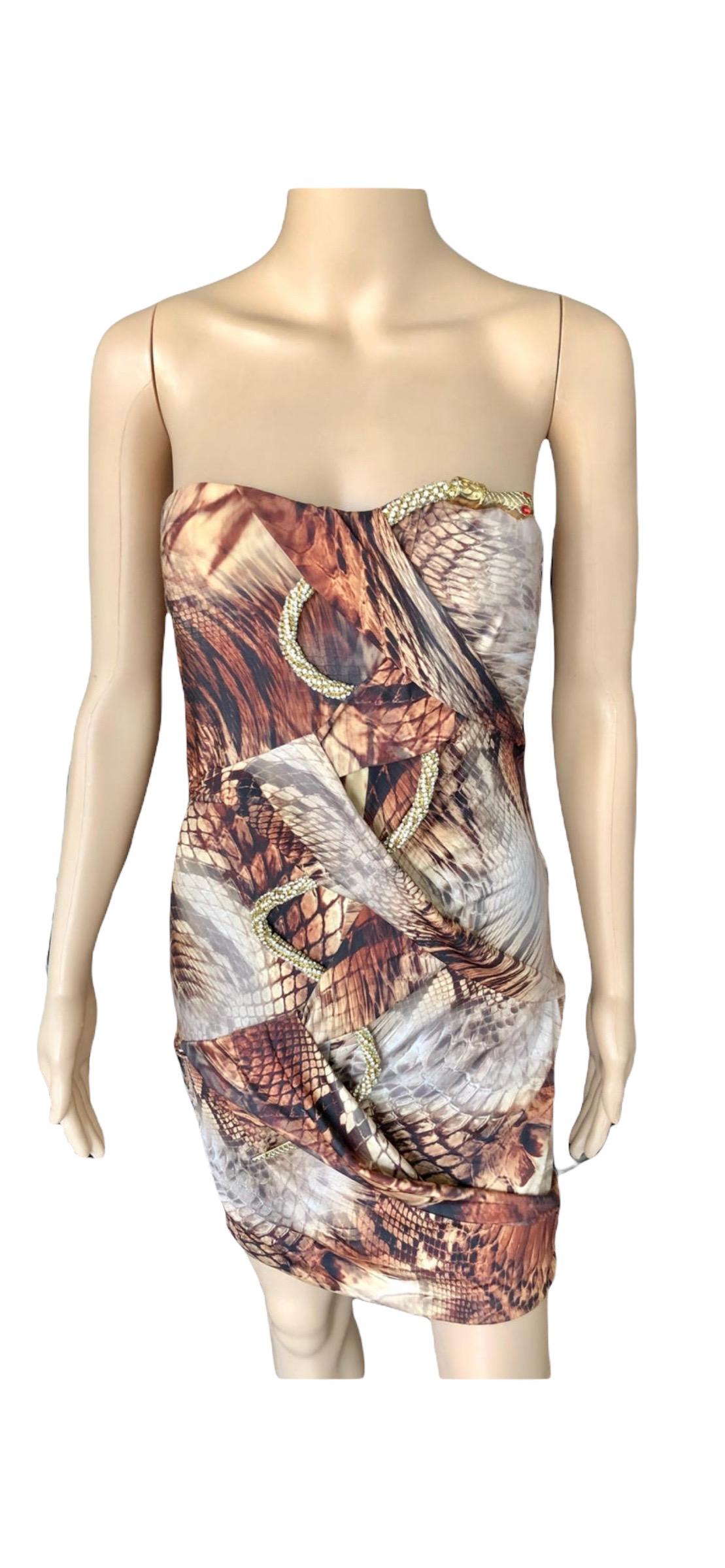 Roberto Cavalli Embellished Serpent Snake Bustier High Low Train Evening Dress 6