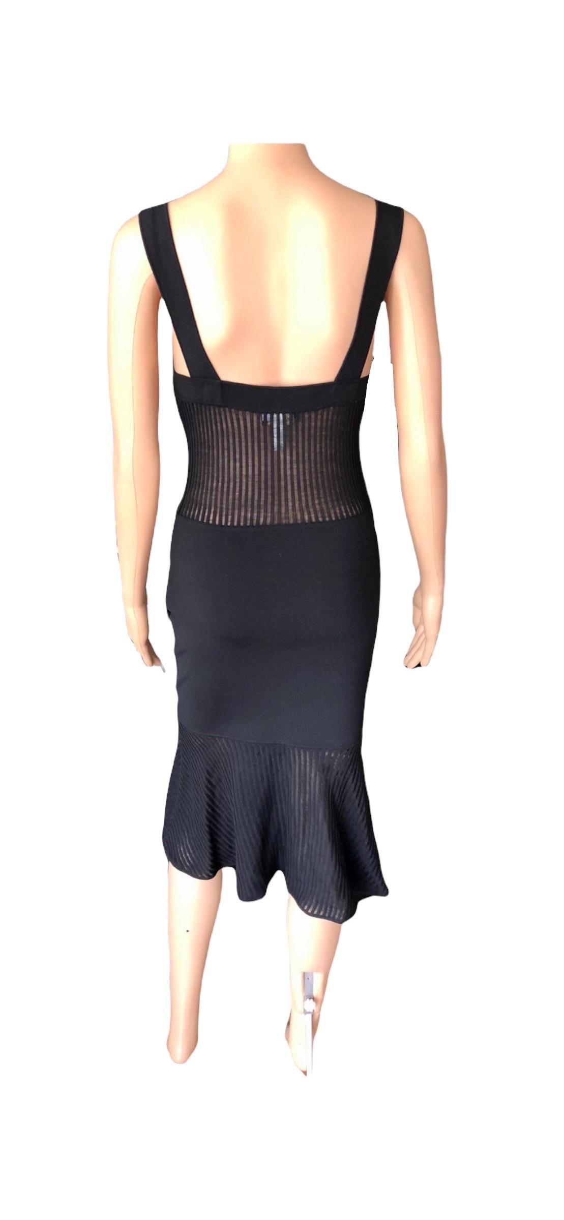 Gianni Versace, abito vintage anni '90 in maglia trasparente nera 9