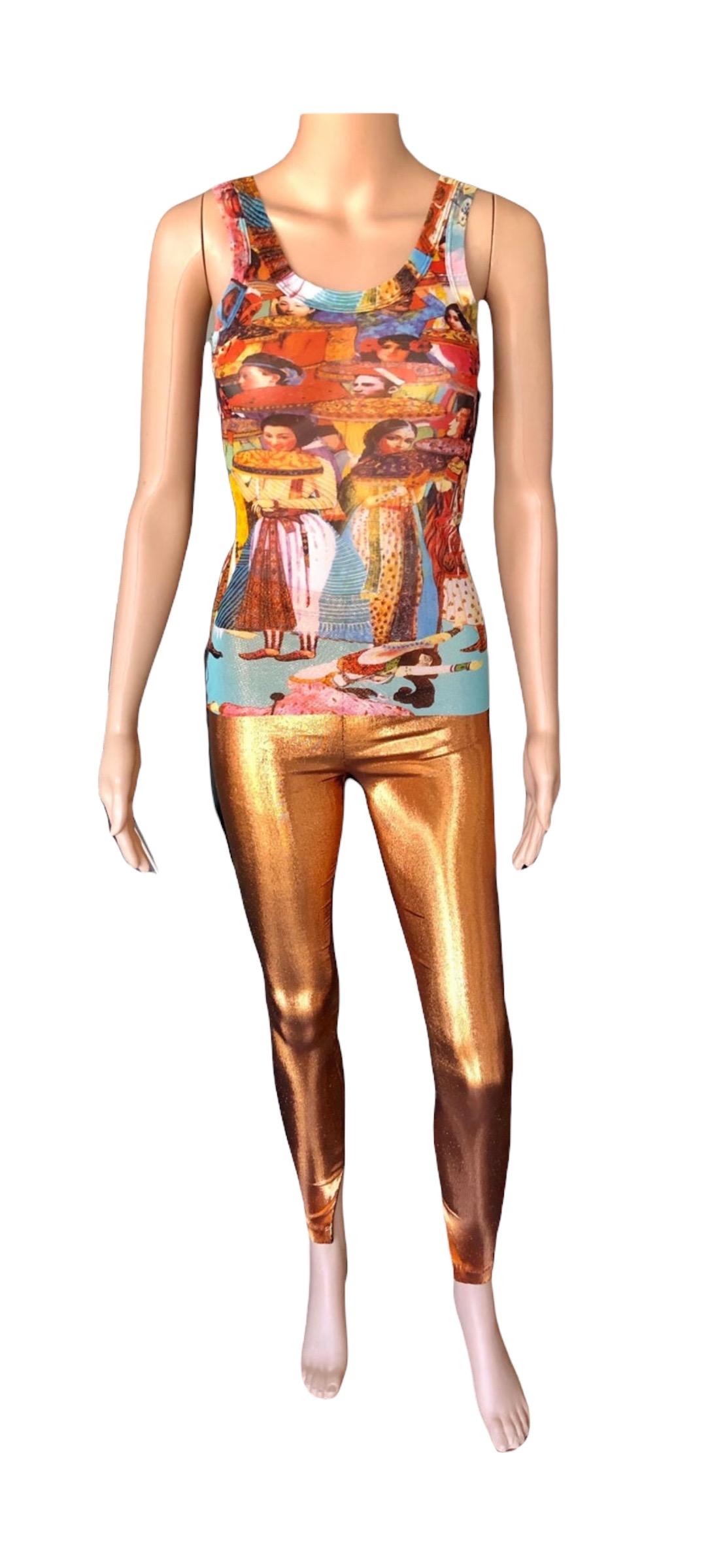 Jean Paul Gaultier Metallic Fitted Stretch Leggings Pants For Sale 4