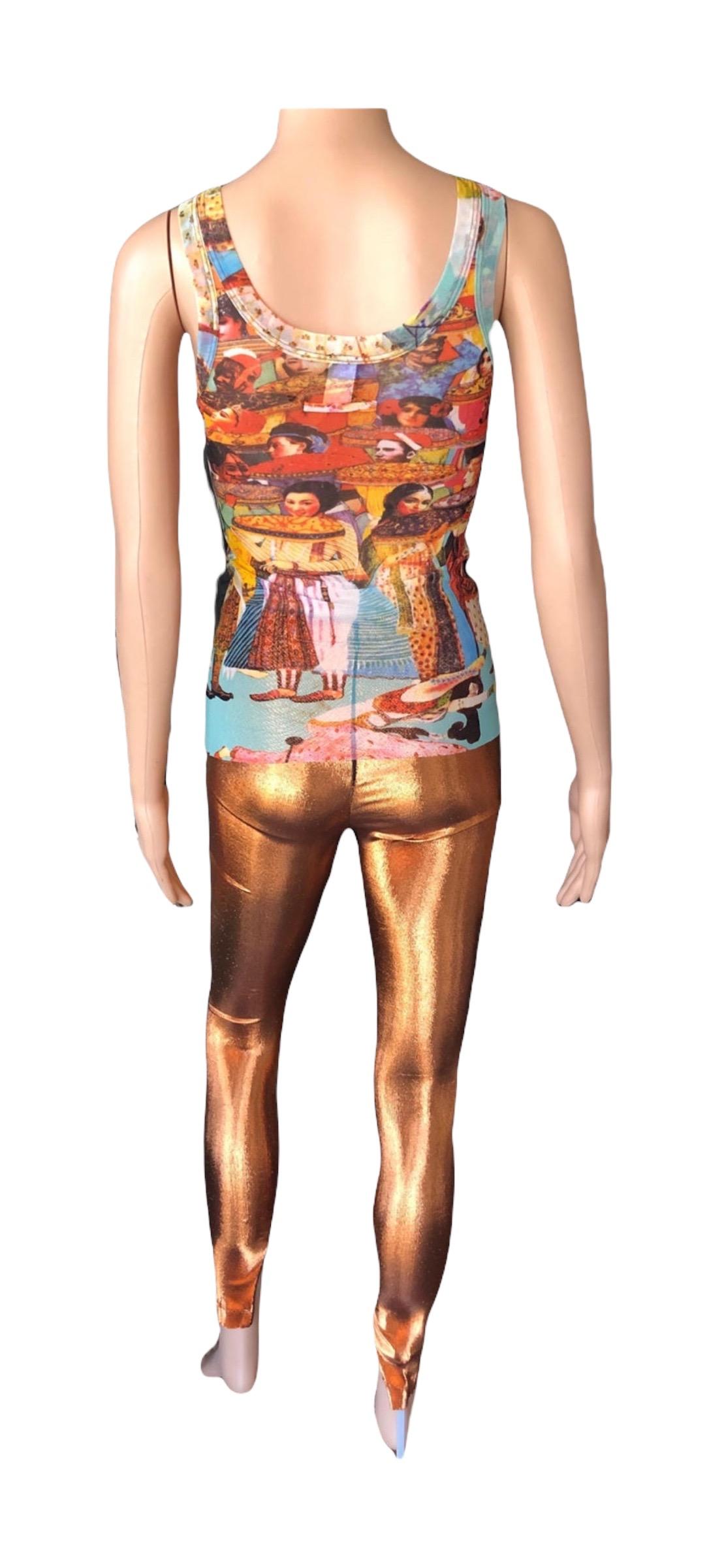 Jean Paul Gaultier Metallic Fitted Stretch Leggings Pants For Sale 10