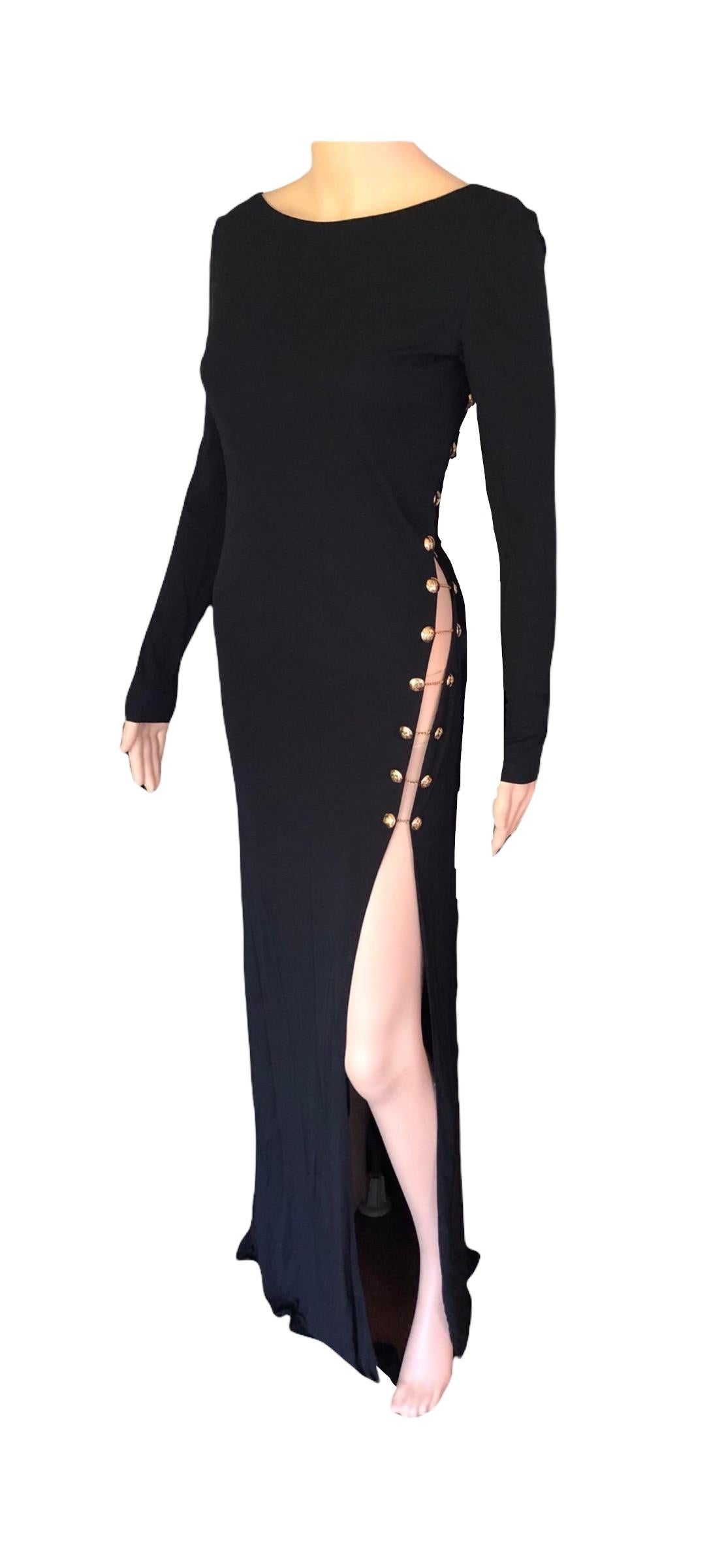Emilio Pucci Chain Embellished Cutout Open Back Black Evening Dress Gown For Sale 4