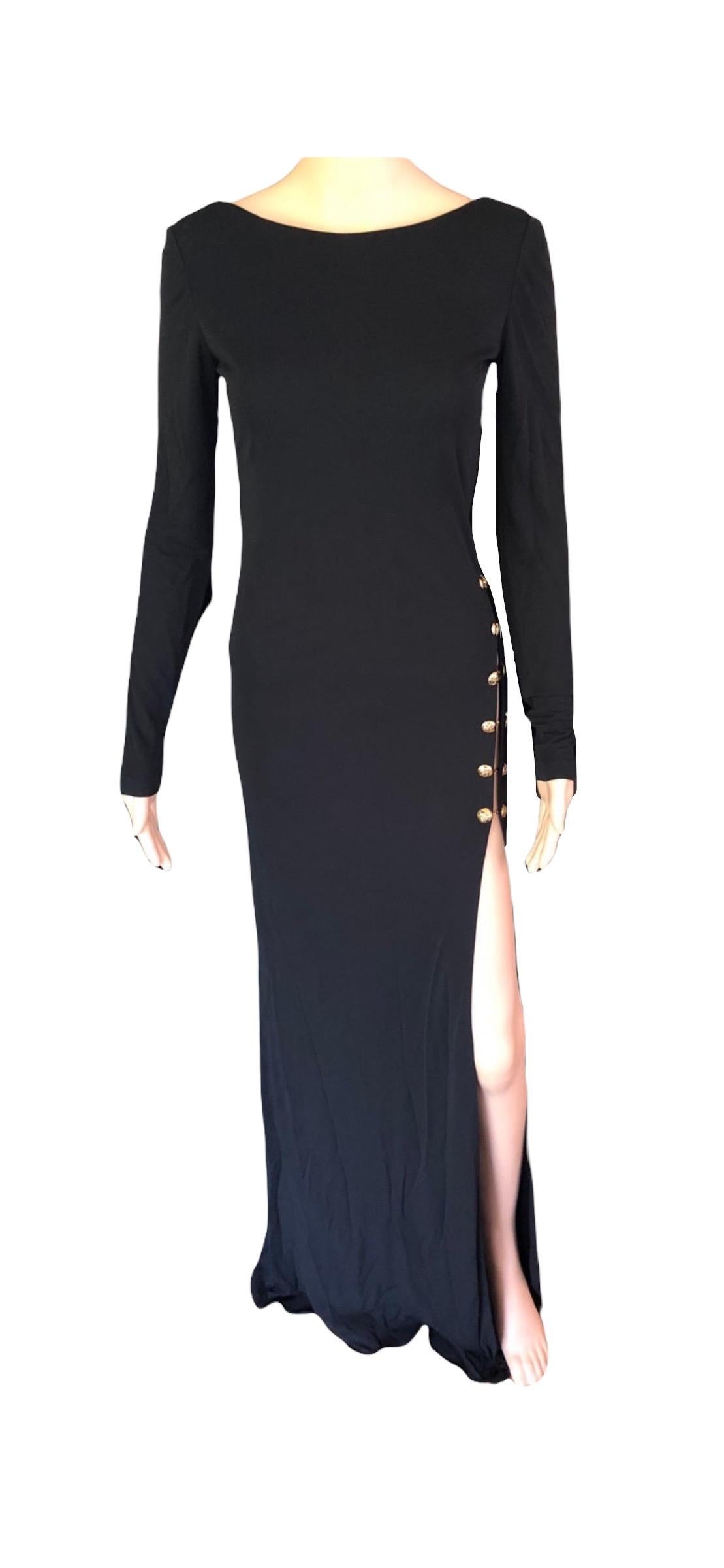 Emilio Pucci Chain Embellished Cutout Open Back Black Evening Dress Gown For Sale 5