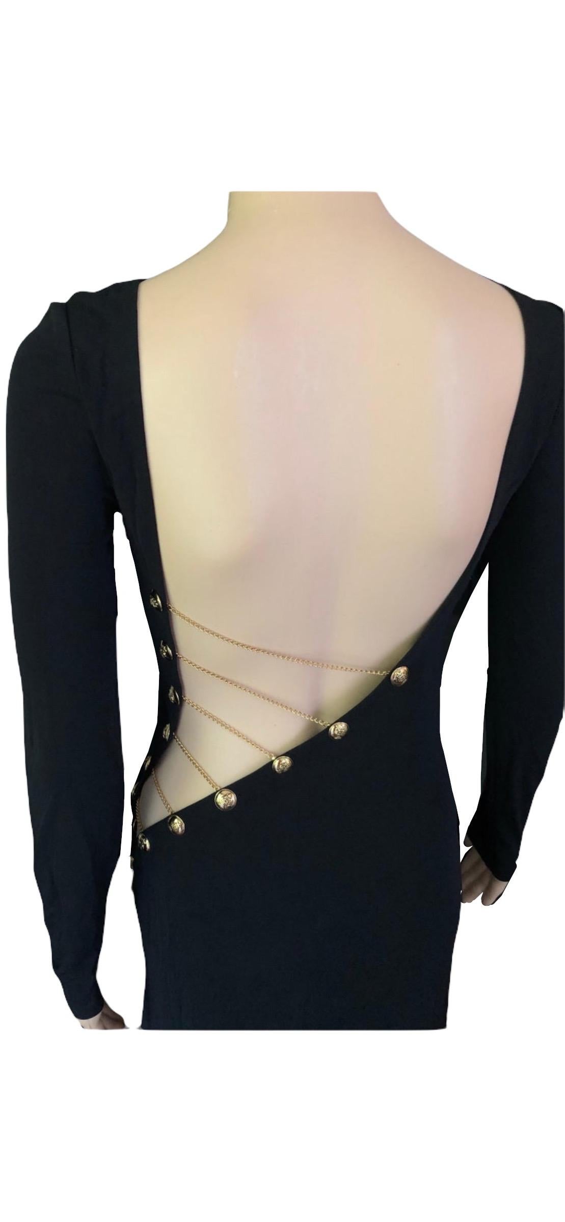 Emilio Pucci Chain Embellished Cutout Open Back Black Evening Dress Gown For Sale 6