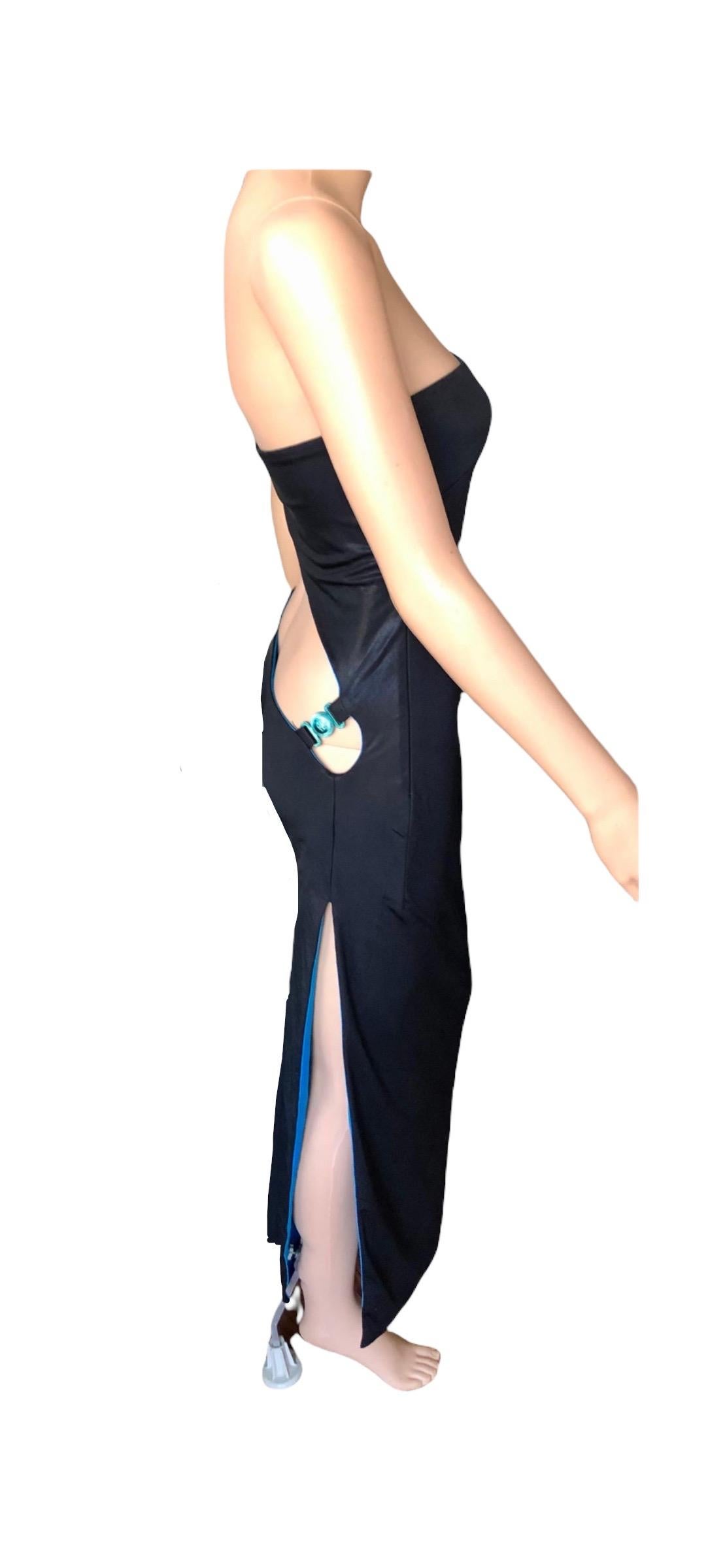 Women's Gianni Versace S/S 1998 Runway Vintage Wet Liquid Look Cutout Evening Dress Gown