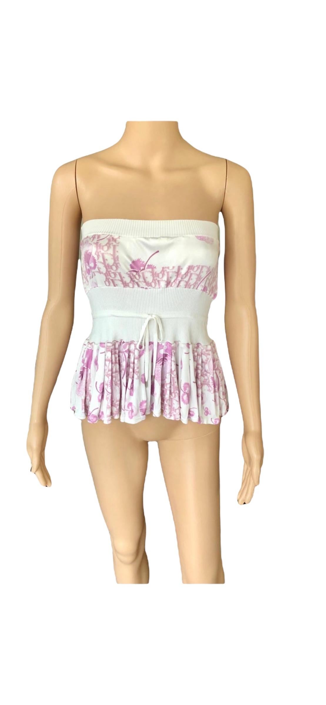 Christian Dior By John Galliano Resort 2005 Cherry Blossom Monogram Logo Top In Good Condition For Sale In Naples, FL