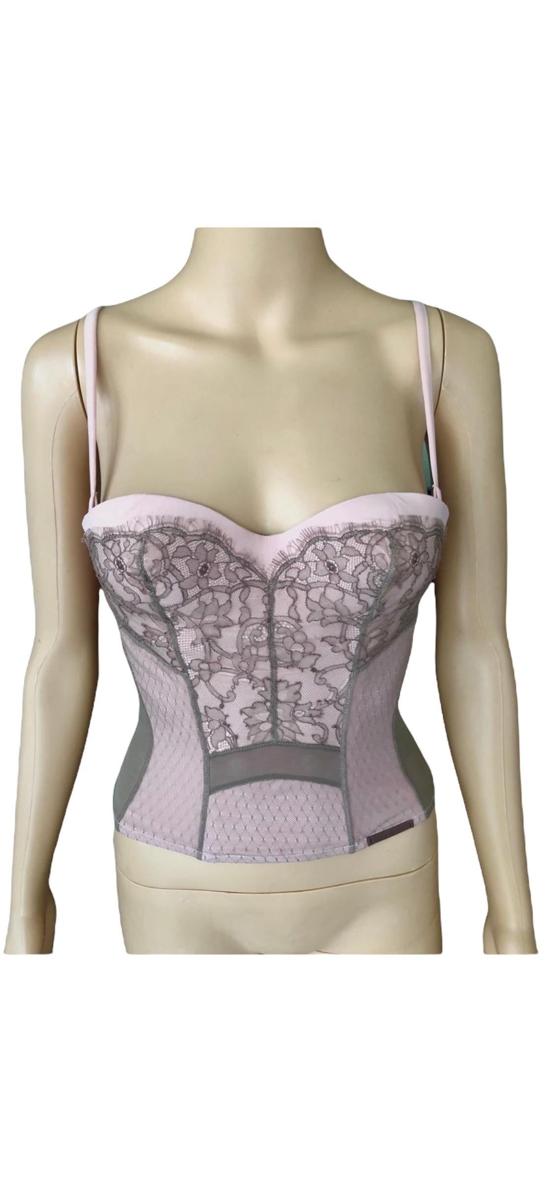 Christian Dior By John Galliano S/S 2006 Unworn Bustier Lace Corset Crop Top For Sale 2