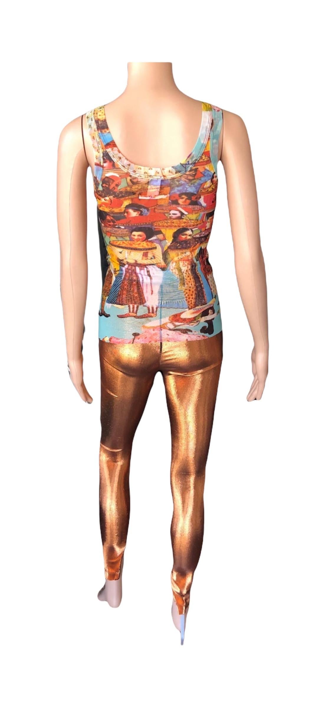 Jean Paul Gaultier Faces People Print Top & Metallic Leggings Pants 2 Piece Set  11