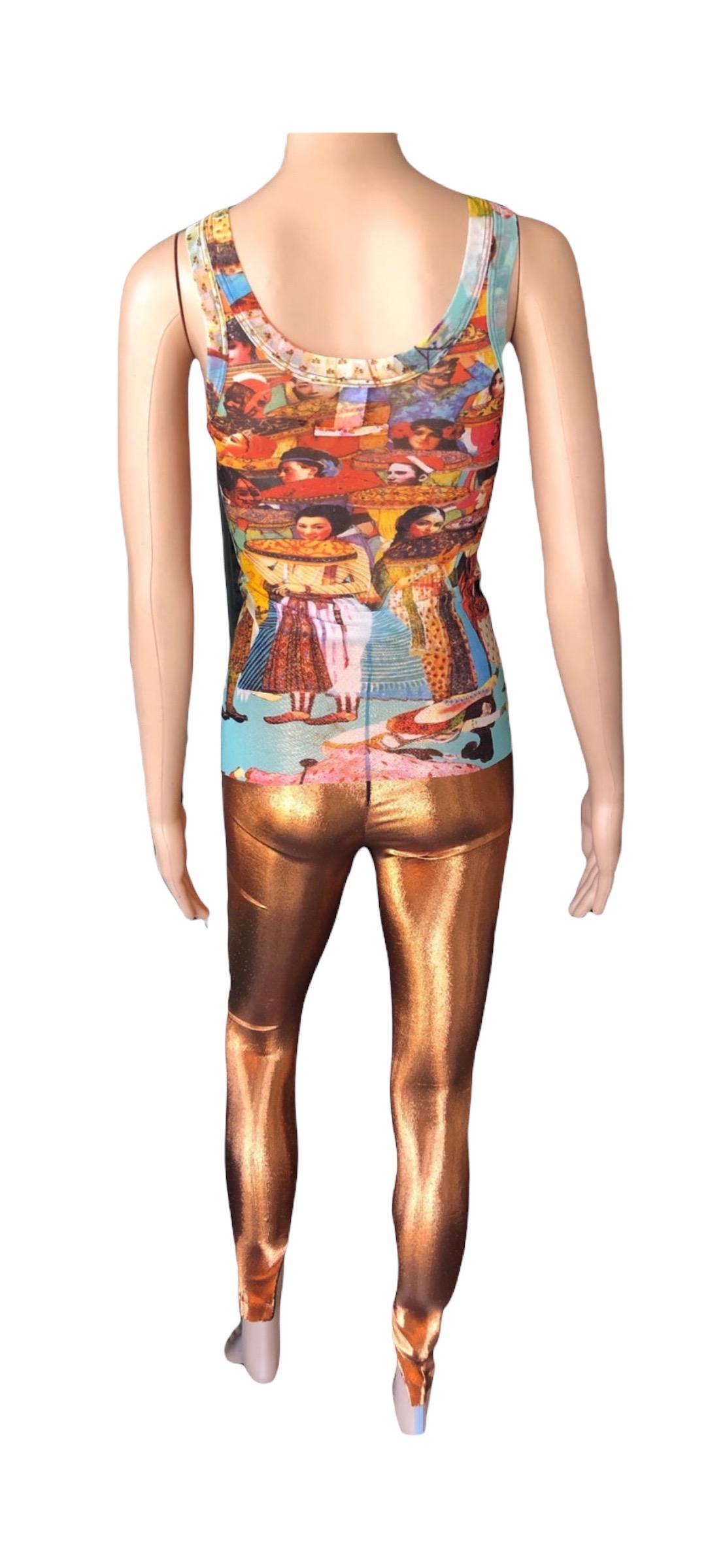 Jean Paul Gaultier Faces People Print Top & Metallic Leggings Pants 2 Piece Set  13