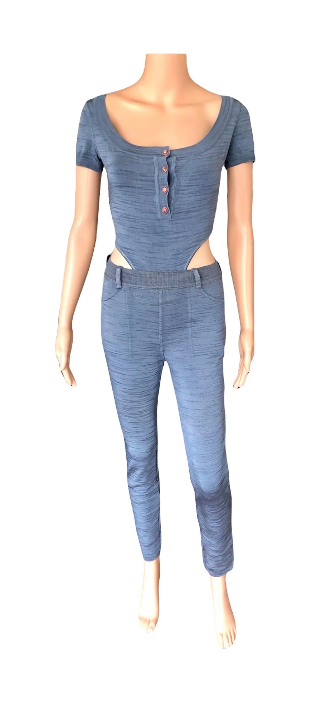 Azzedine Alaia 1990's Vintage Legging Pants & Bodysuit Top 2 Piece Set Ensemble  5