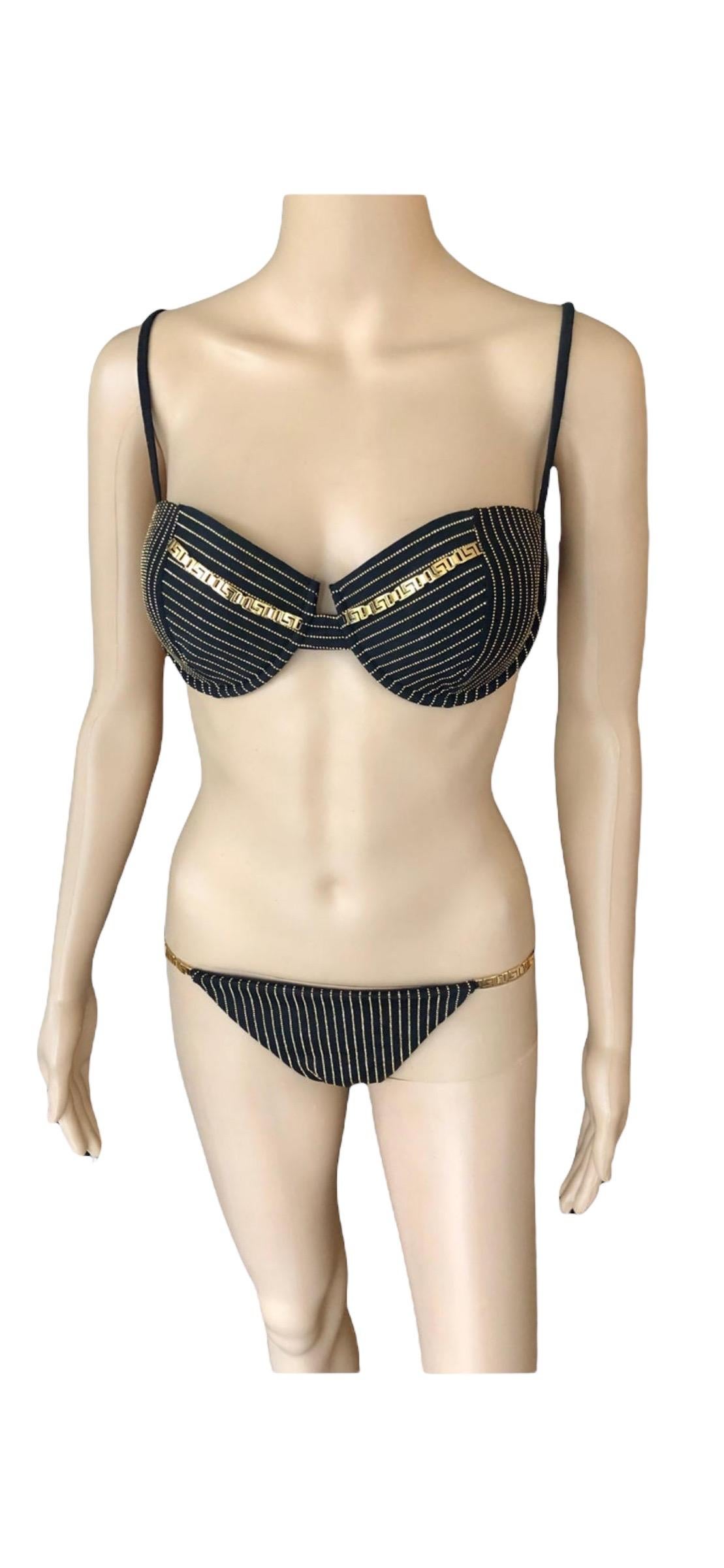 Women's Versace Crystal Embellished Two-Piece Bikini Set Swimsuit Swimwear