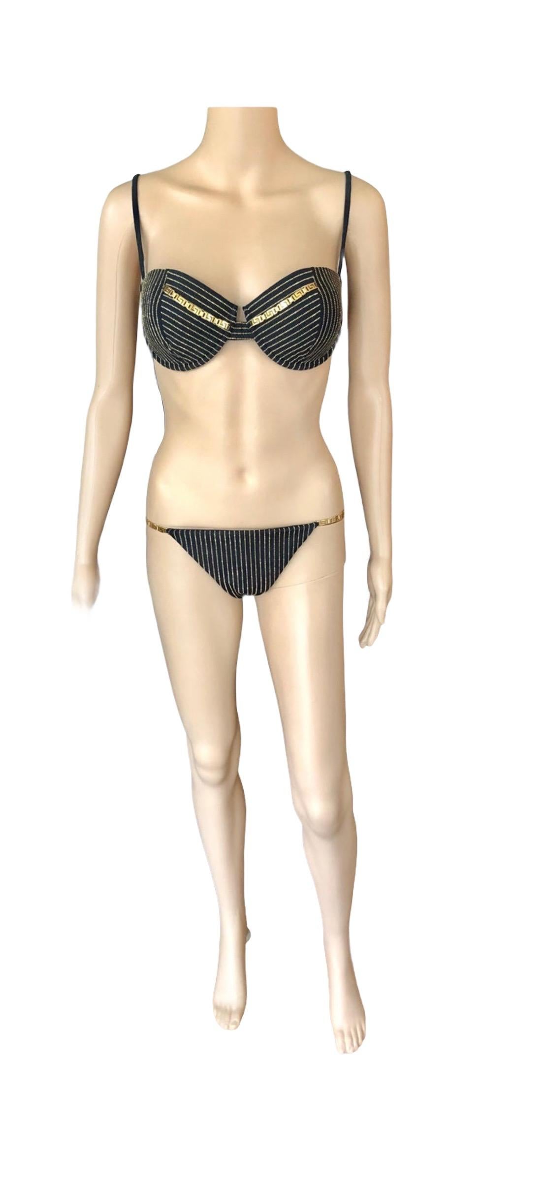 Versace Crystal Embellished Two-Piece Bikini Set Swimsuit Swimwear 1