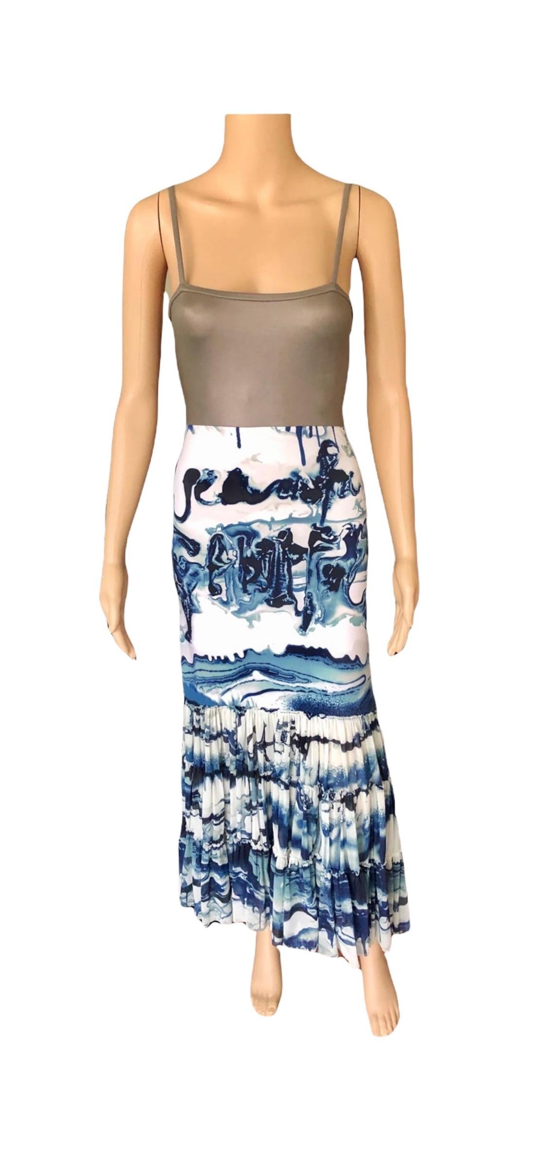 Jean Paul Gaultier Soleil F/W 2001 Metallic Abstract Print Maxi Dress In Good Condition For Sale In Naples, FL