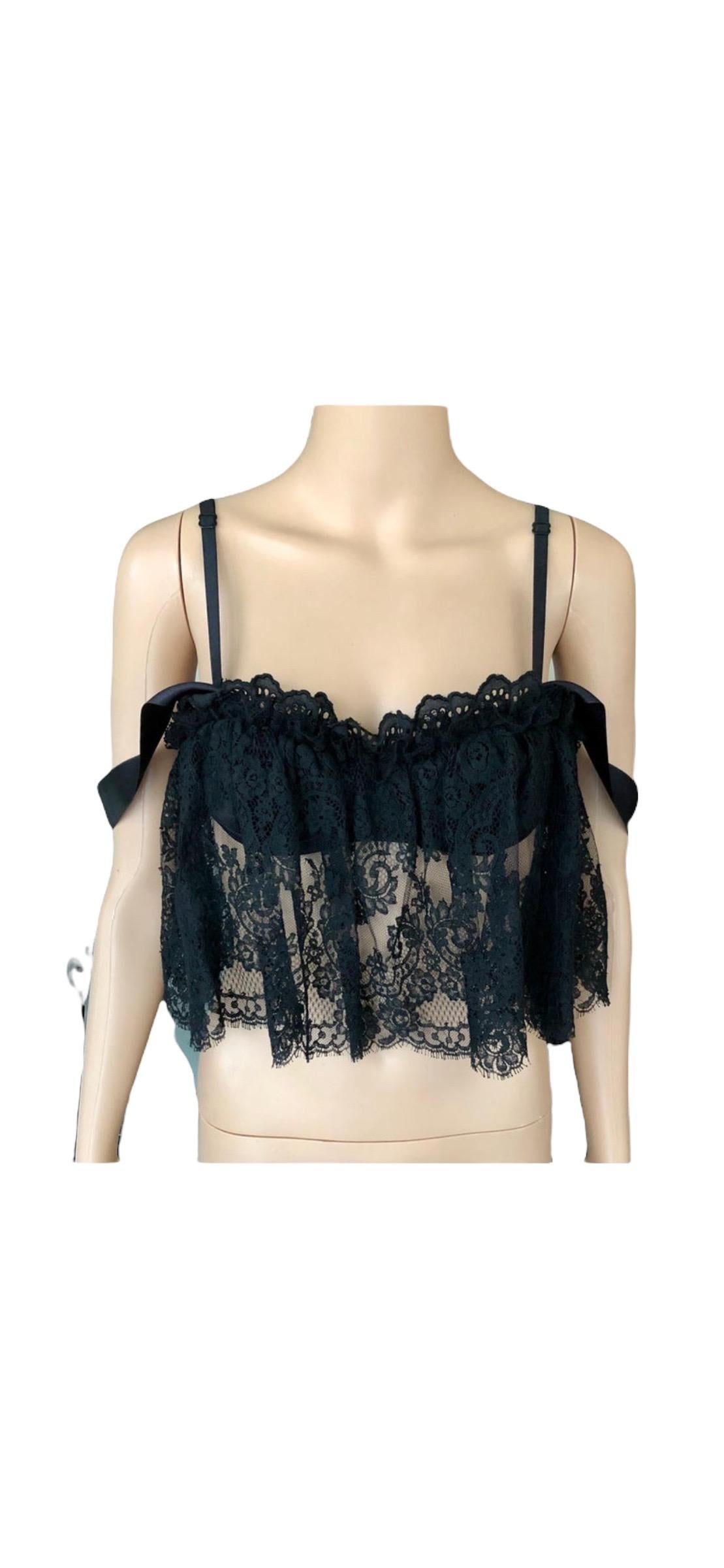 Dolce & Gabbana Schwarzes durchsichtiges Bustier-BH/Braletten-Crop-Top aus Spitze 2