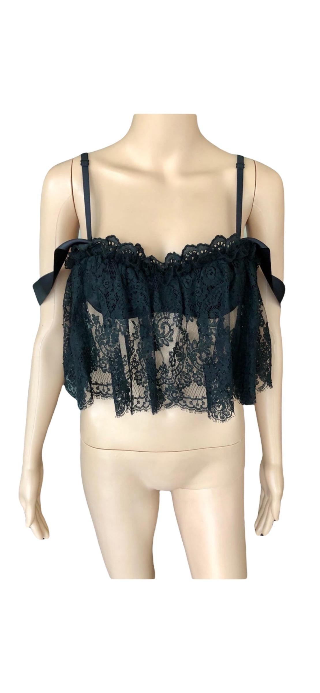 Dolce & Gabbana Schwarzes durchsichtiges Bustier-BH/Braletten-Crop-Top aus Spitze 3