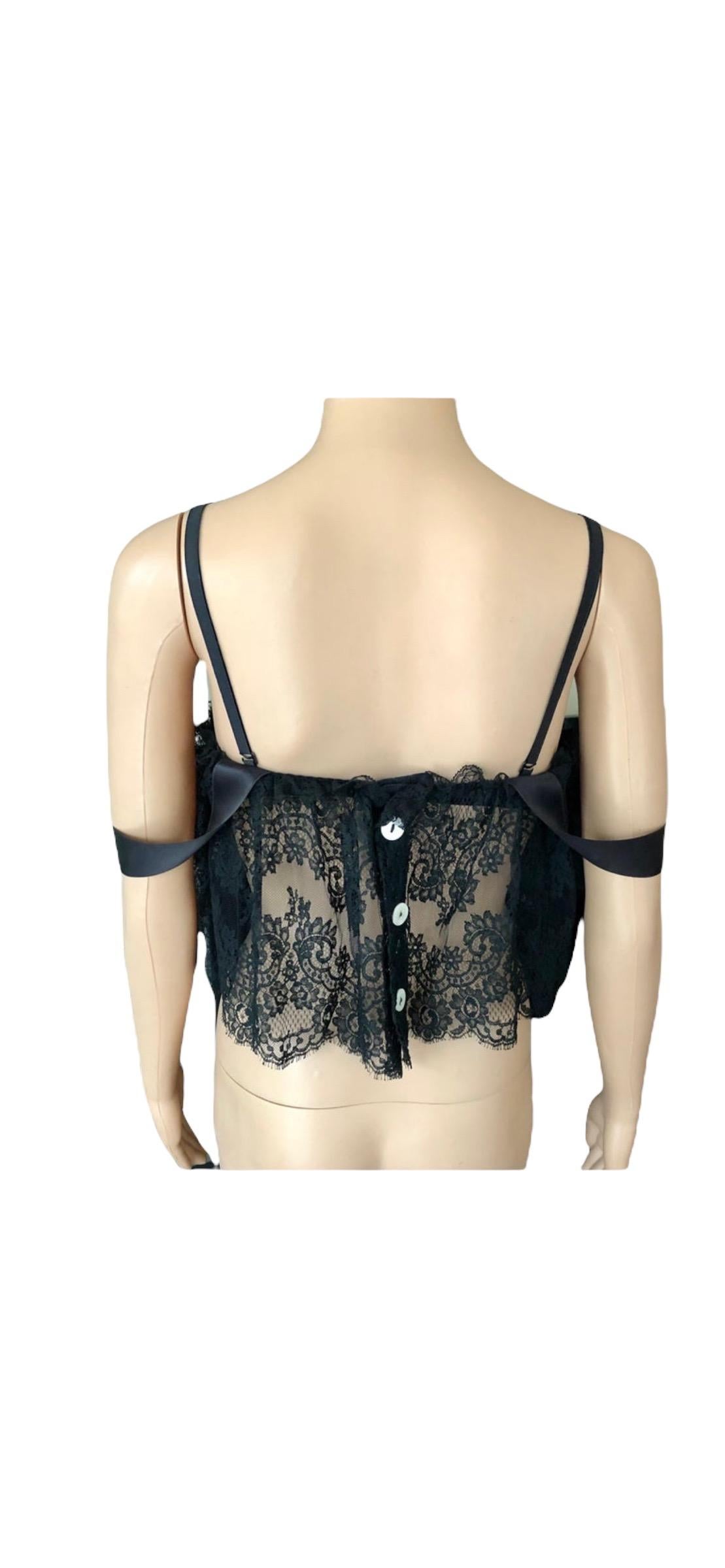 Dolce & Gabbana Schwarzes durchsichtiges Bustier-BH/Braletten-Crop-Top aus Spitze 4