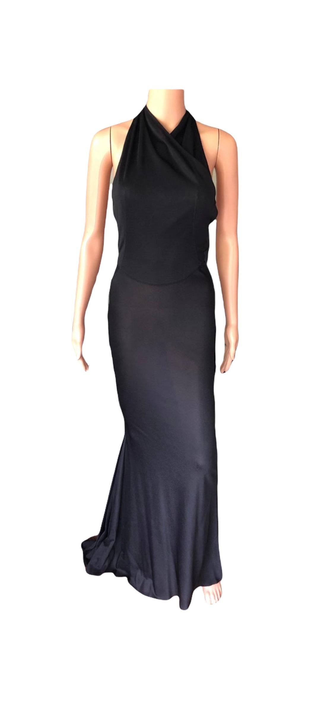 Azzedine Alaïa F/W 2001 Vintage Halter Backless Black Gown Maxi Dress For Sale 5