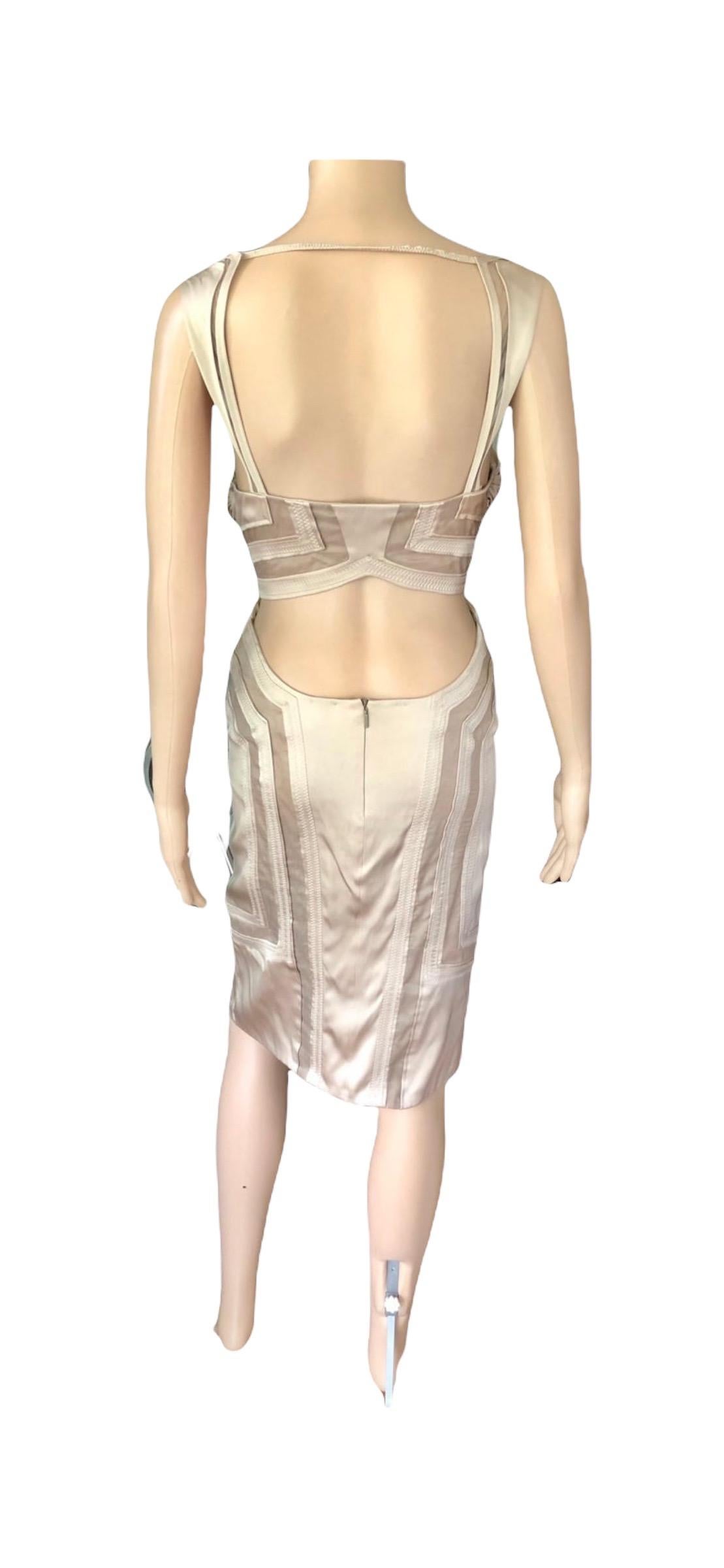 Gucci S/S 2005 Runway Bustier Open Cutout Back Silk Dress For Sale 7