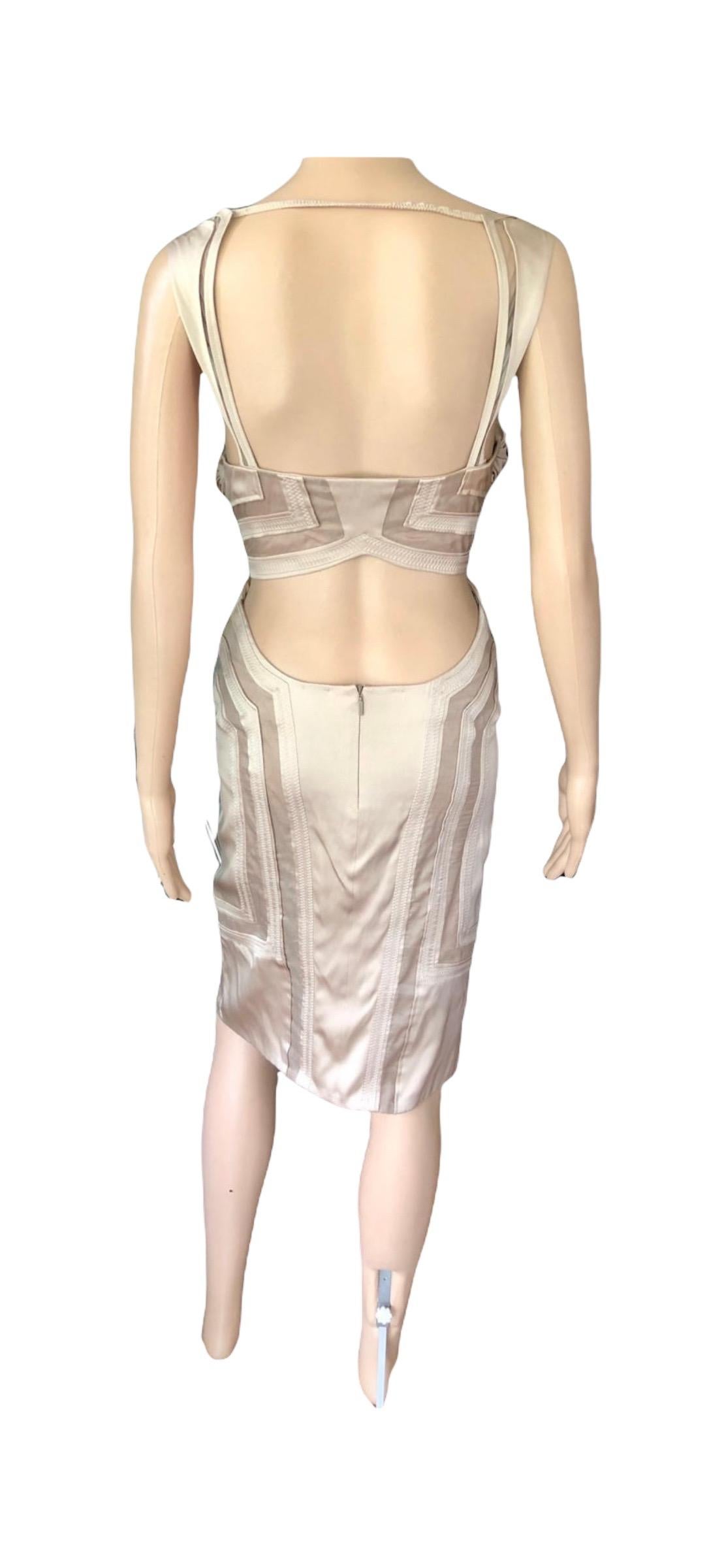 Gucci S/S 2005 Runway Bustier Open Cutout Back Silk Dress For Sale 9