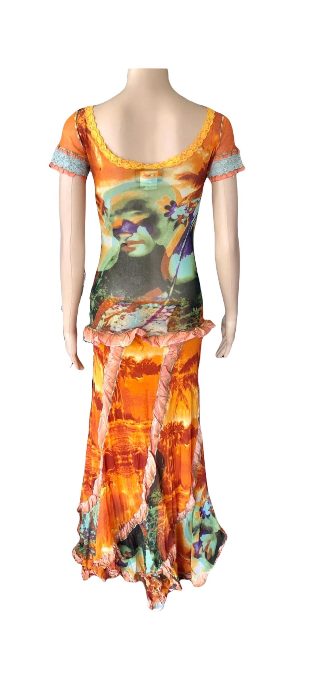 Jean Paul Gaultier S/S 2000 Abstract Psychedelic Top &Skirt Ensemble 2 Piece Set For Sale 9