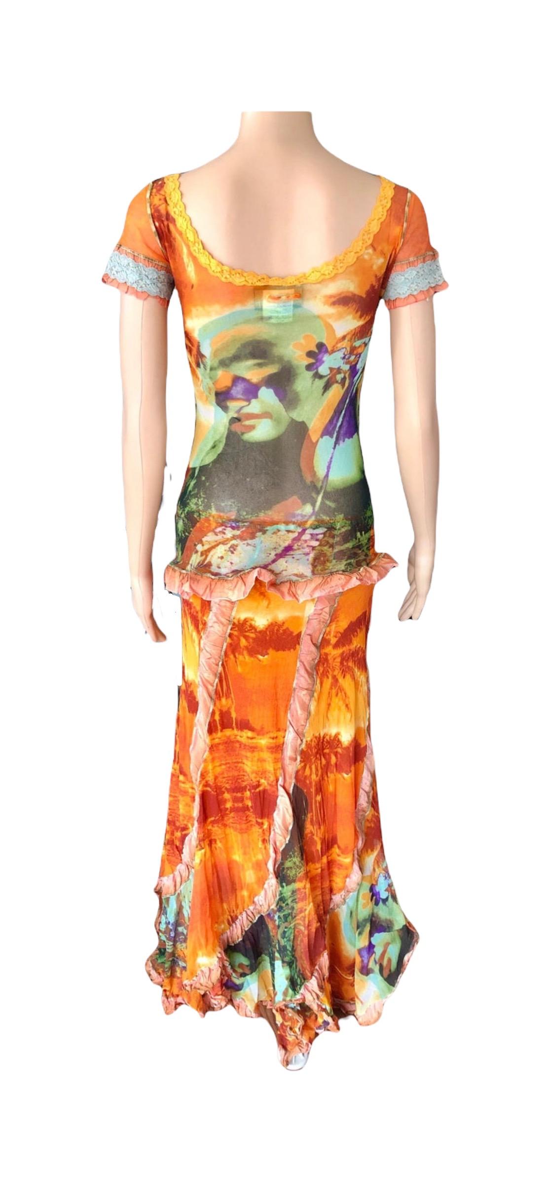 Jean Paul Gaultier S/S 2000 Abstract Psychedelic Top &Skirt Ensemble 2 Piece Set For Sale 11