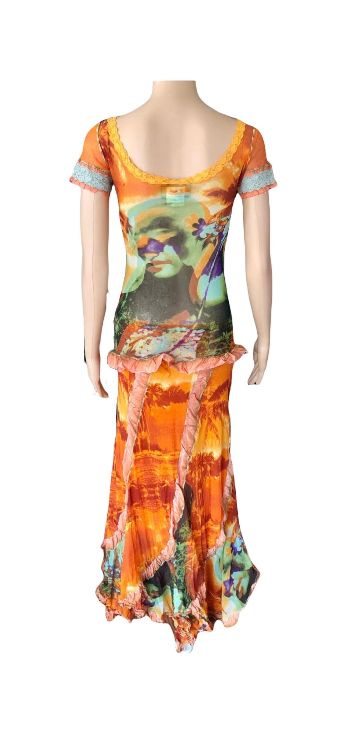 Jean Paul Gaultier S/S 2000 Abstract Psychedelic Top &Skirt Ensemble 2 Piece Set For Sale 12