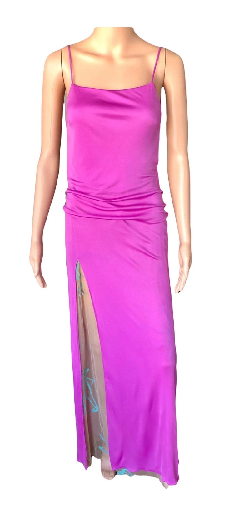 Gianni Versace S/S 1999 Vintage Backless High Slit Evening Dress Gown