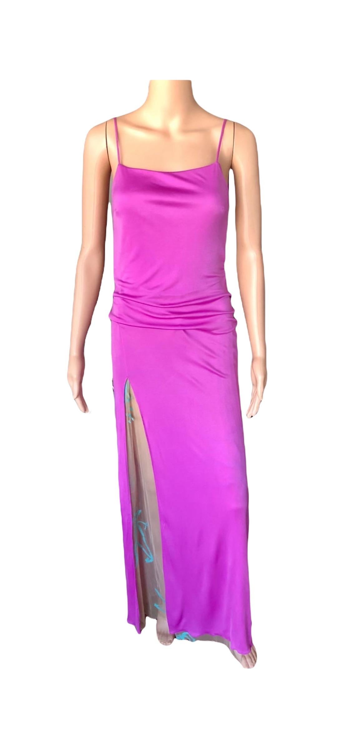 Women's Gianni Versace S/S 1999 Vintage Backless High Slit Evening Dress Gown