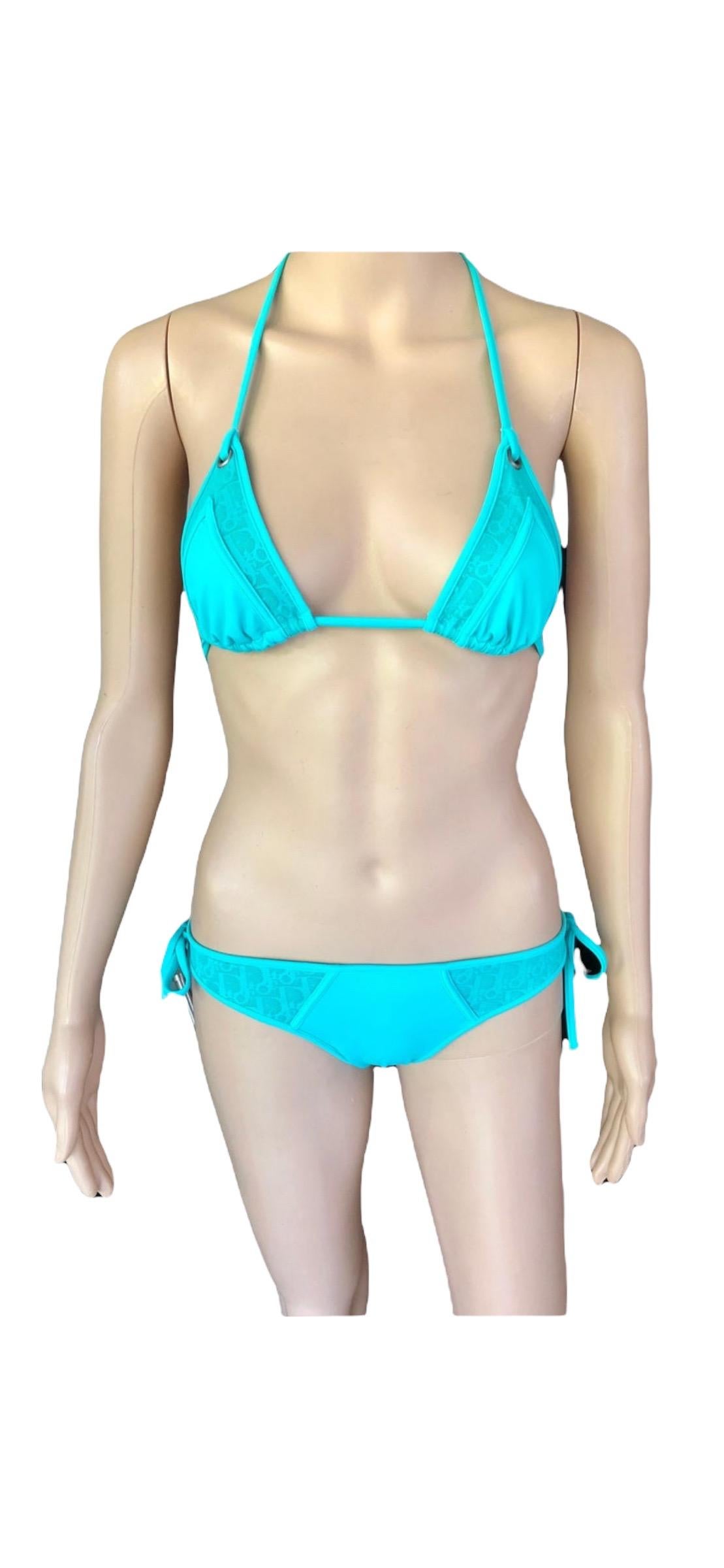 Christian Dior Vintage Unworn Logo Monogram Sheer Bikini Swimwear 2 Piece Set For Sale 2