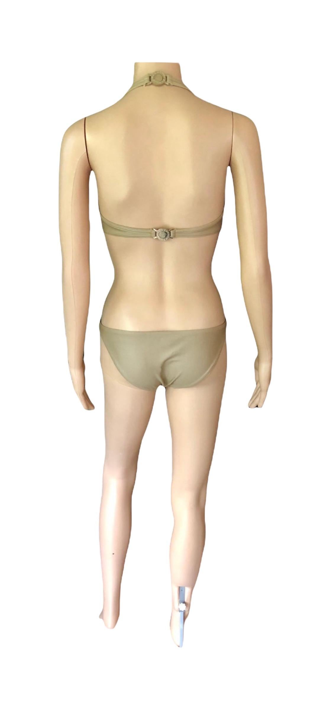 Badeanzug mit Medusa-Logo und tiefem Ausschnitt und offenem Rücken aus Goldmetallic von Versace im Angebot 8