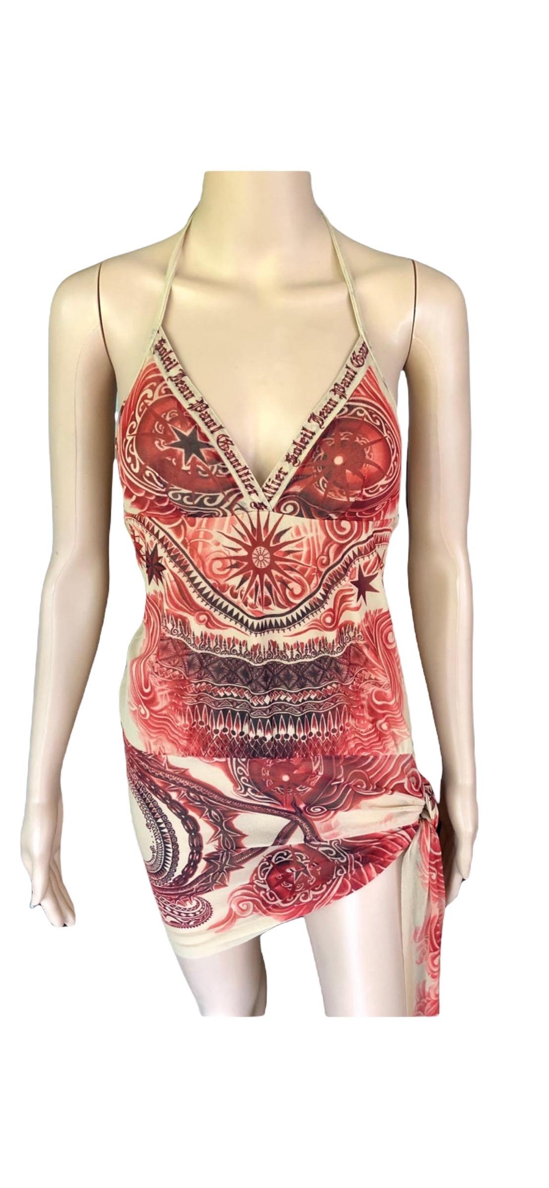 Jean Paul Gaultier Soleil S/S 2009 Tattoo Print Semi-Sheer Mesh Mini Dress 7