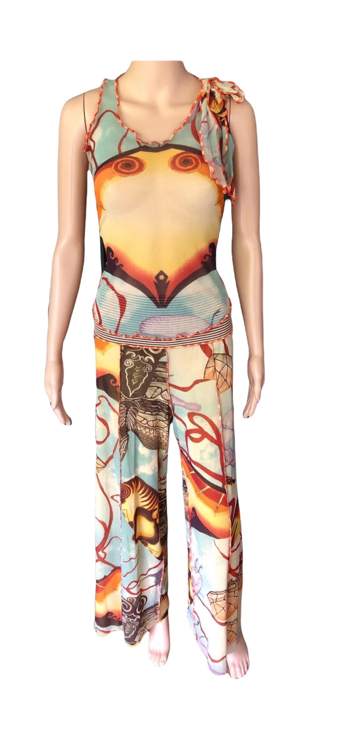 Jean Paul Gaultier S/S2005 Abstract Salvador Dali Print Top & Pants 2 Piece Set  For Sale 5