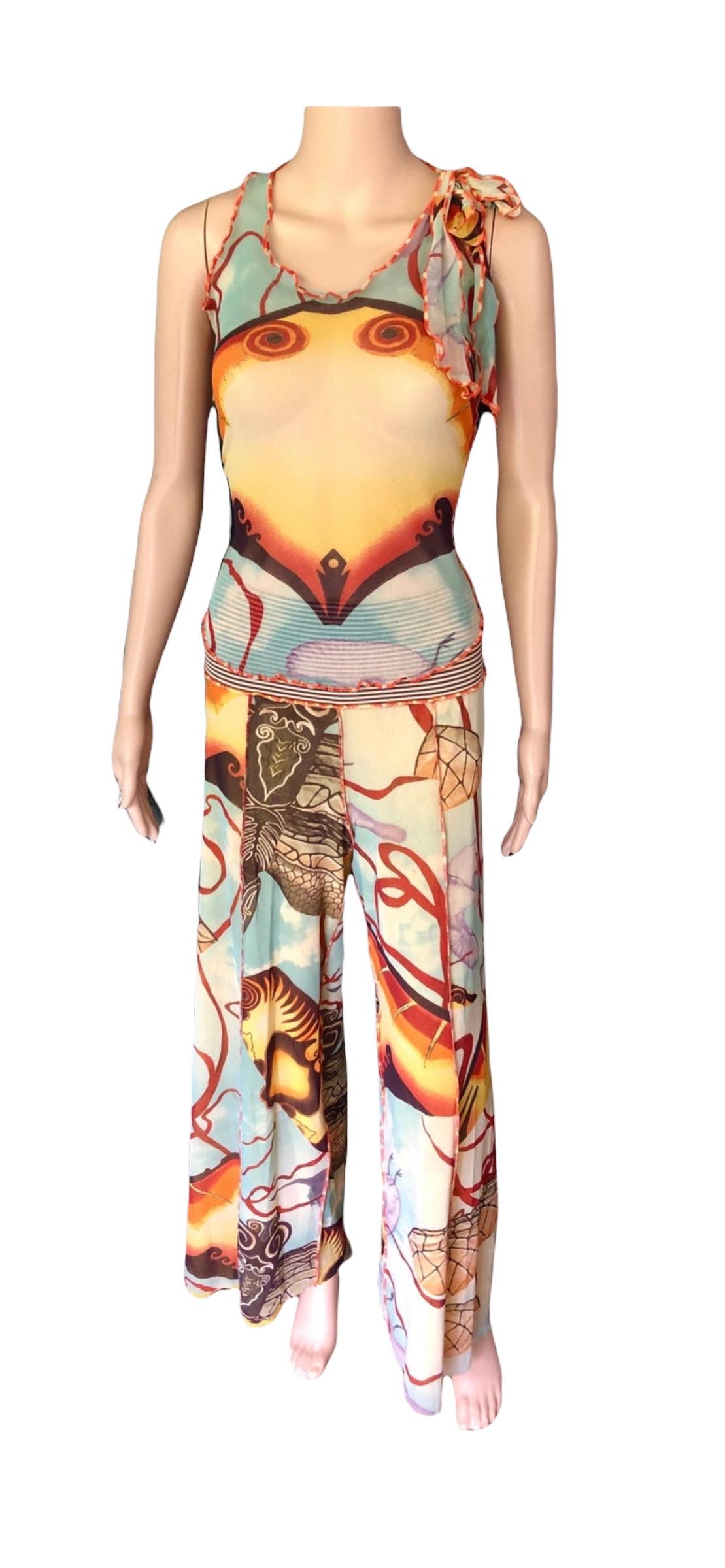 Jean Paul Gaultier S/S2005 Abstract Salvador Dali Print Top & Pants 2 Piece Set  For Sale 6