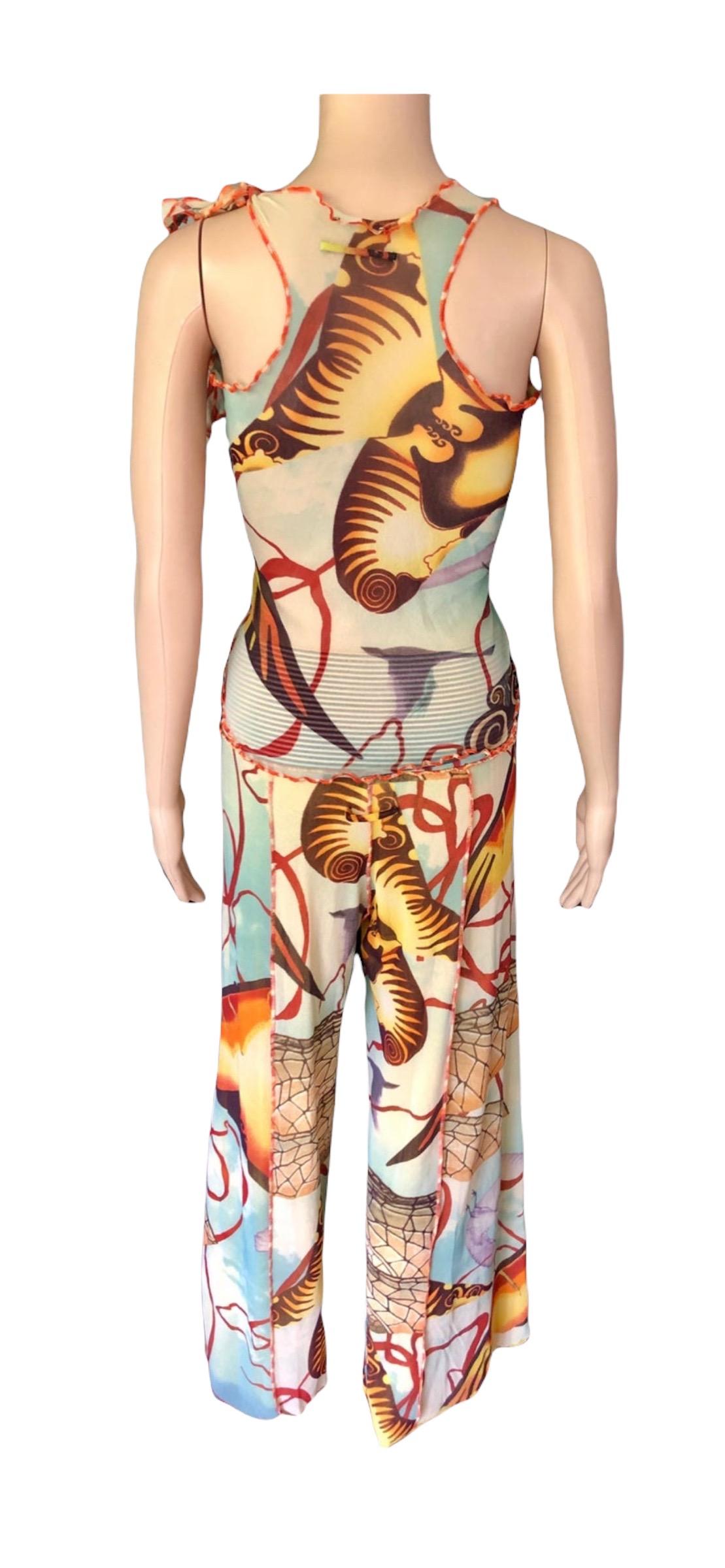 Jean Paul Gaultier S/S2005 Abstract Salvador Dali Print Top & Pants 2 Piece Set  For Sale 9