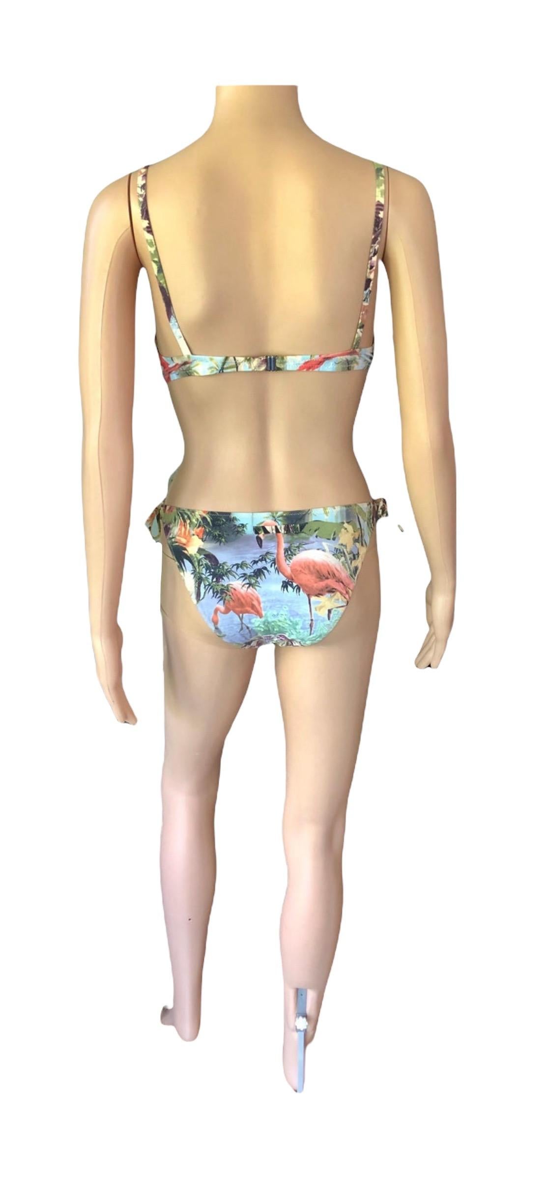 Jean Paul Gaultier Soleil S/S 1999 Flamingo Tropical Bikini Swimsuit 2 Piece Set For Sale 7