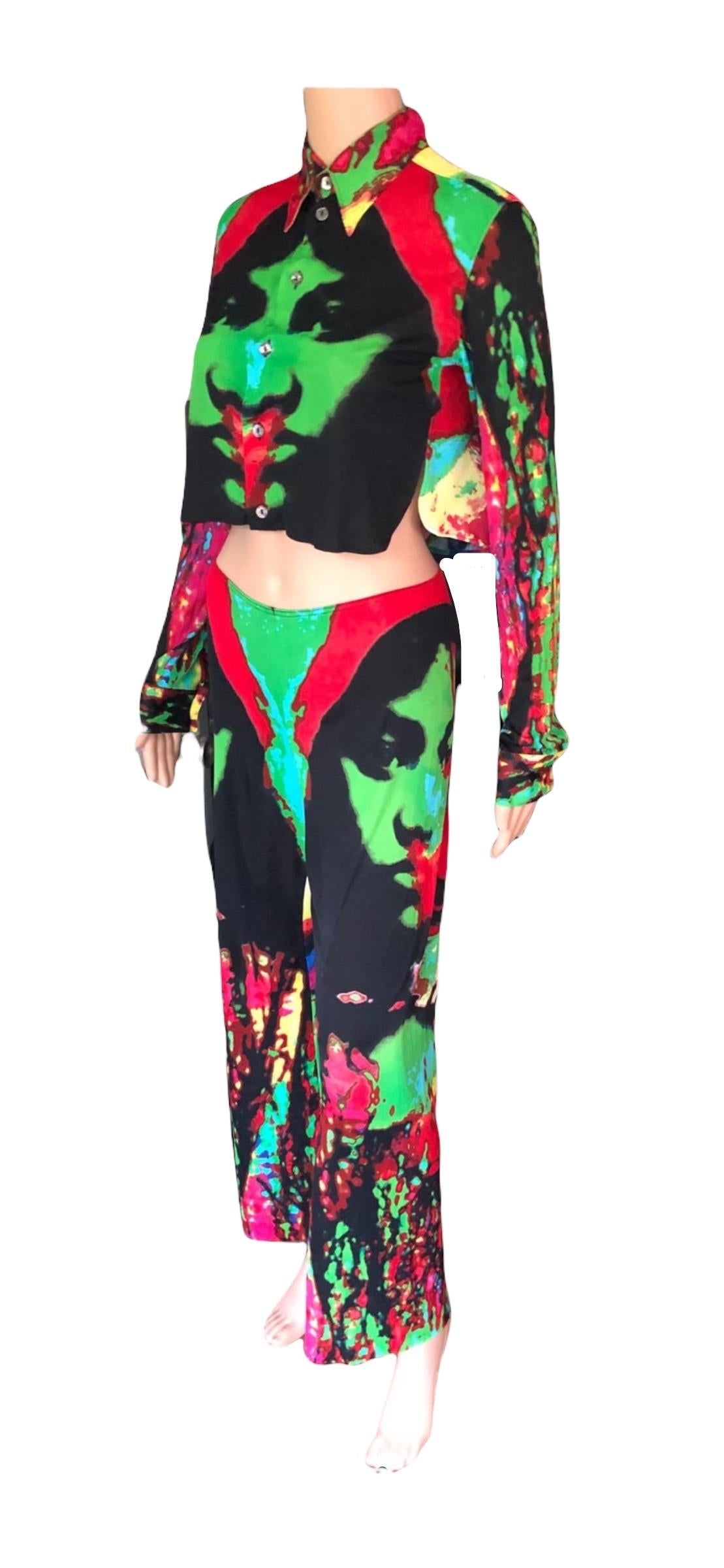 Jean Paul Gaultier S/S2000 Vintage Psychedelic Crop Shirt Top and Pant ...